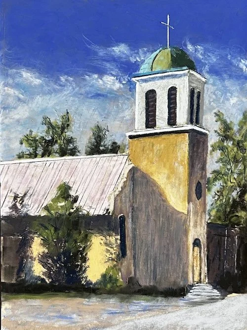 Pastel painting of church