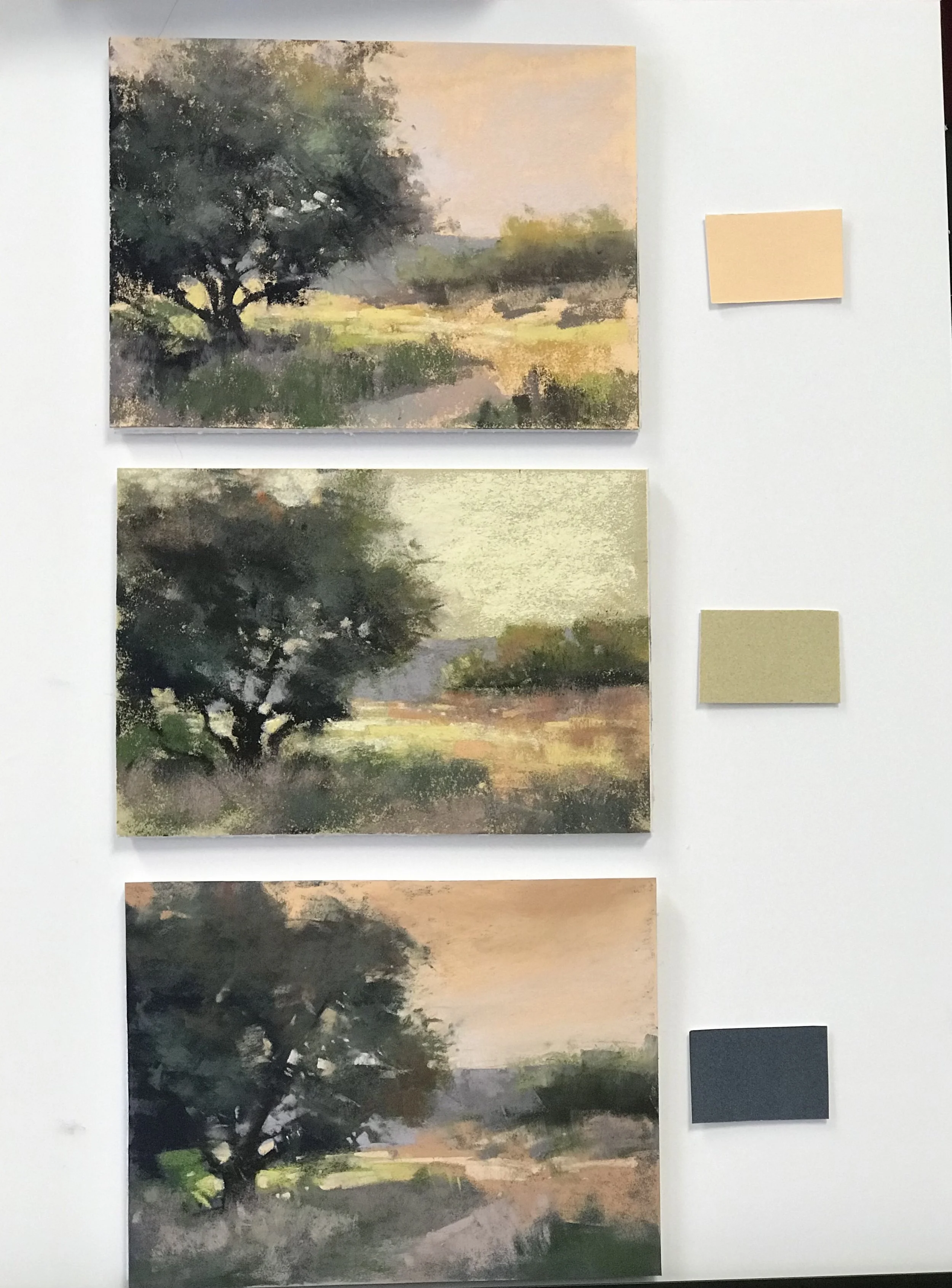 Effects of different colored backgrounds on pastel paintings