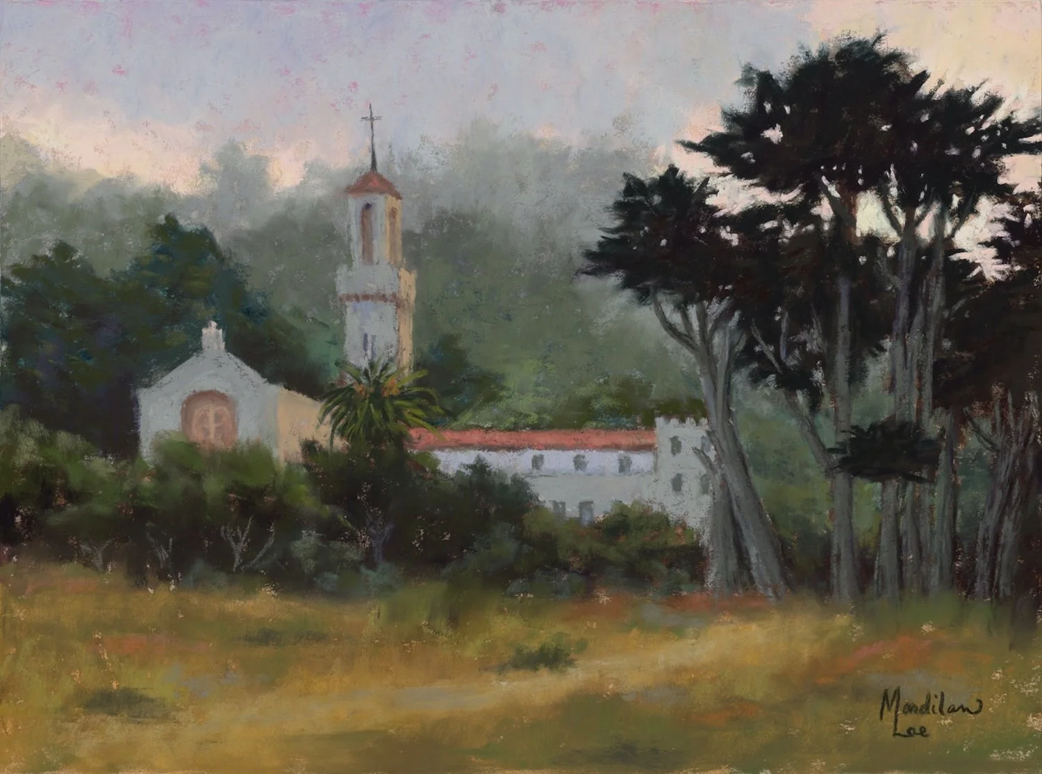 Pastel painting of monastery