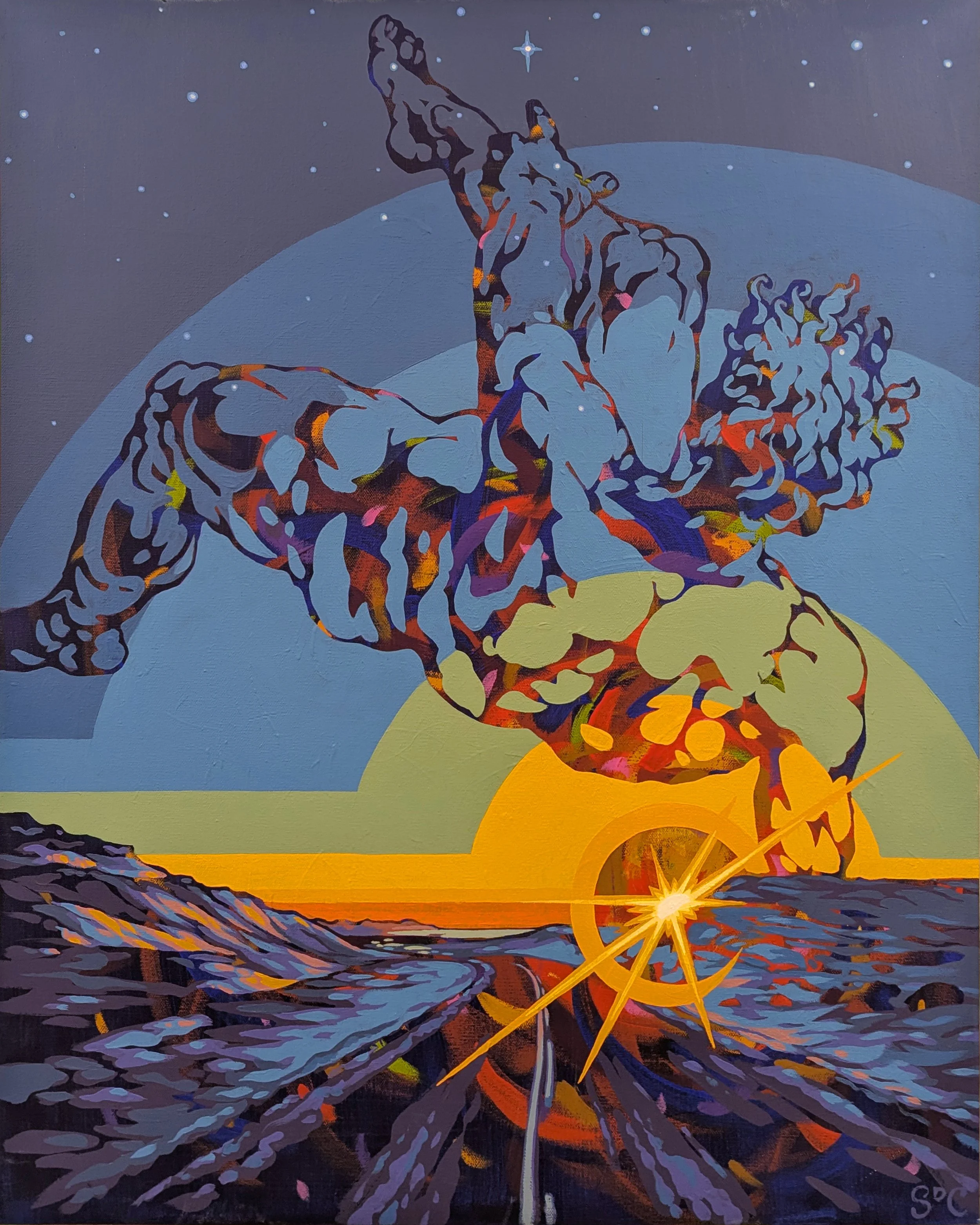 Today Feels Like Floating, Tomorrow Like Falling, acrylic on canvas, 24 x 30, 2025