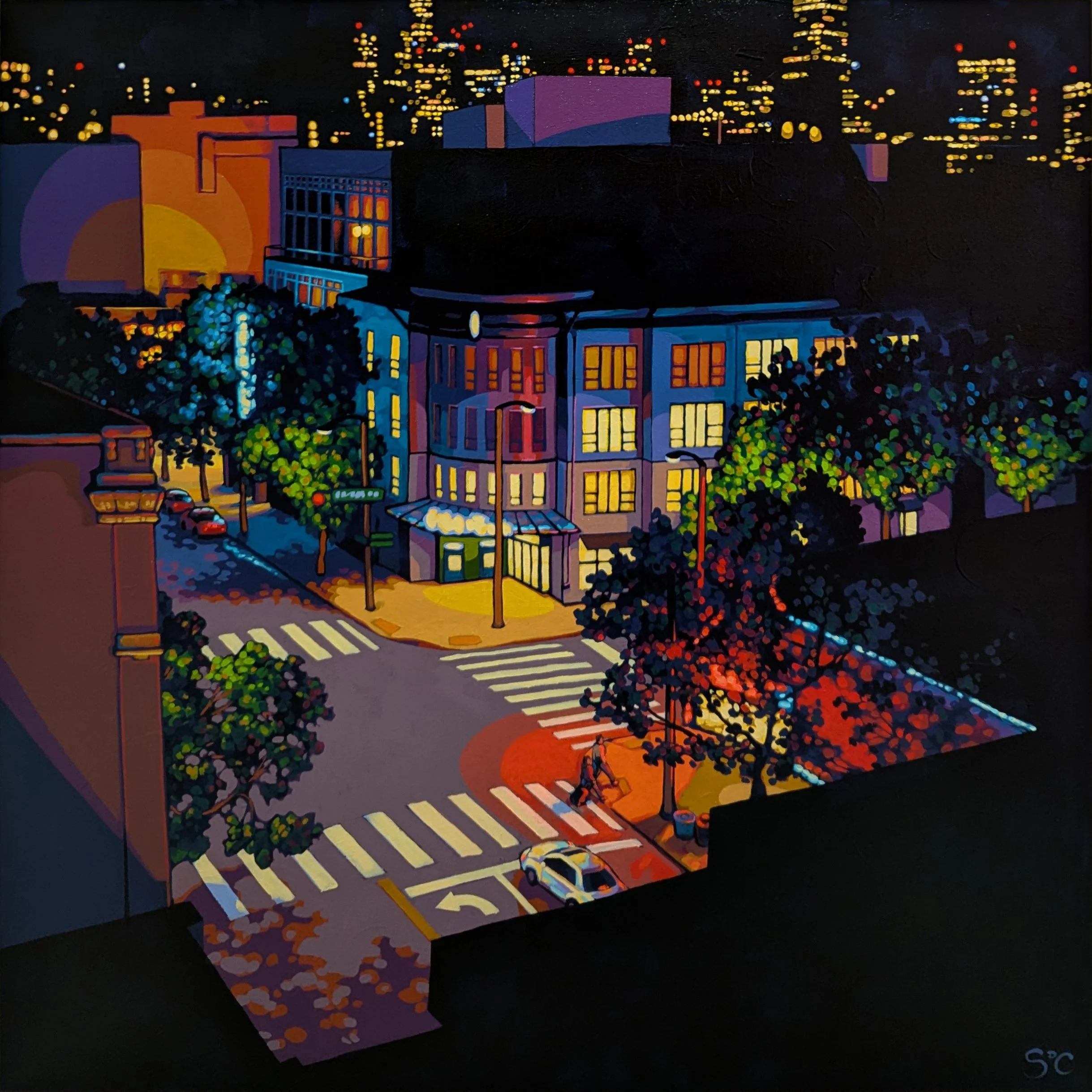 Seven Stories Up V, acrylic on canvas, 36 x 36, 2025