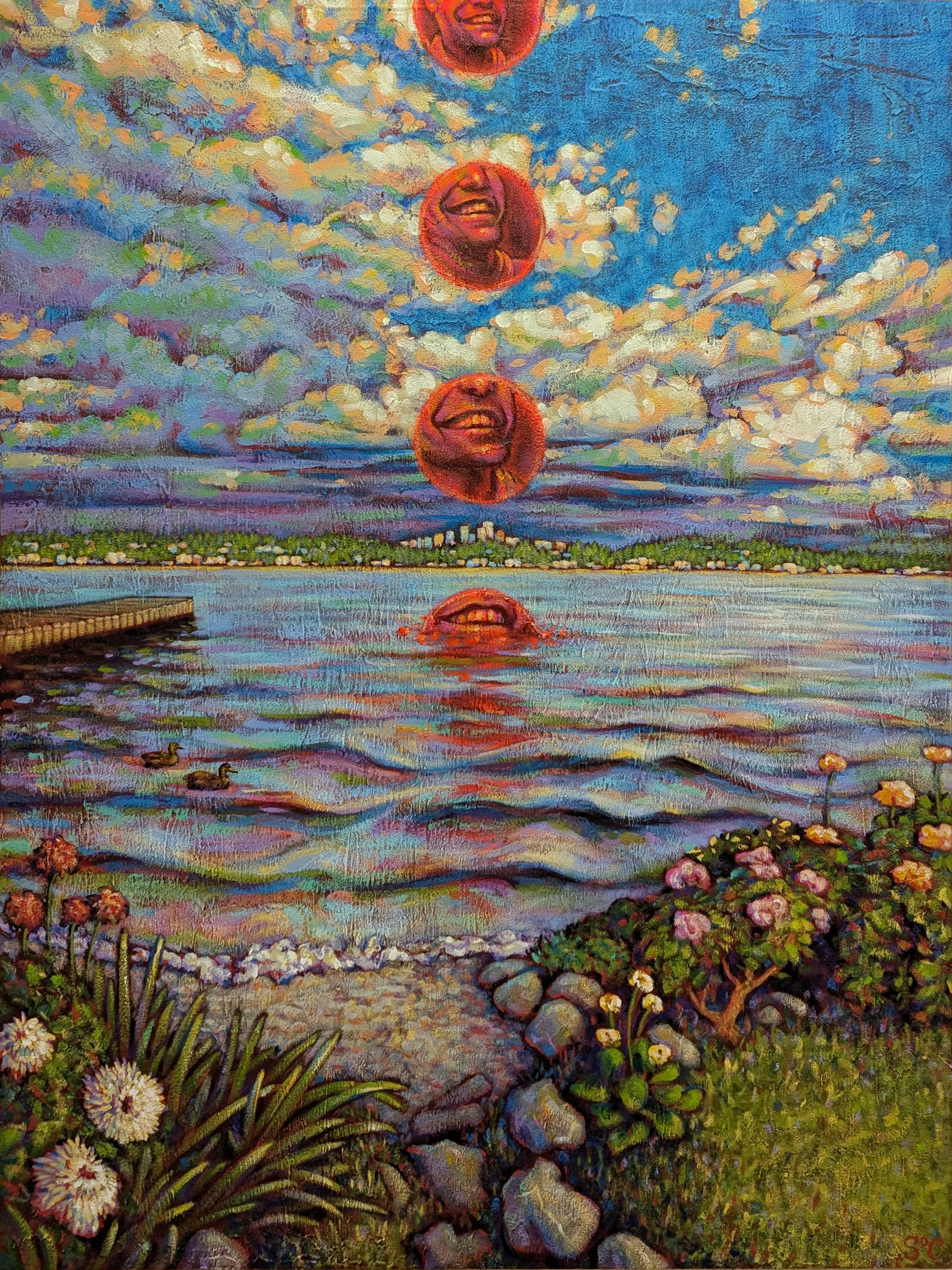 Skinny Dipping at the End of Summer, acrylic on canvas, 30 x 40, 2025