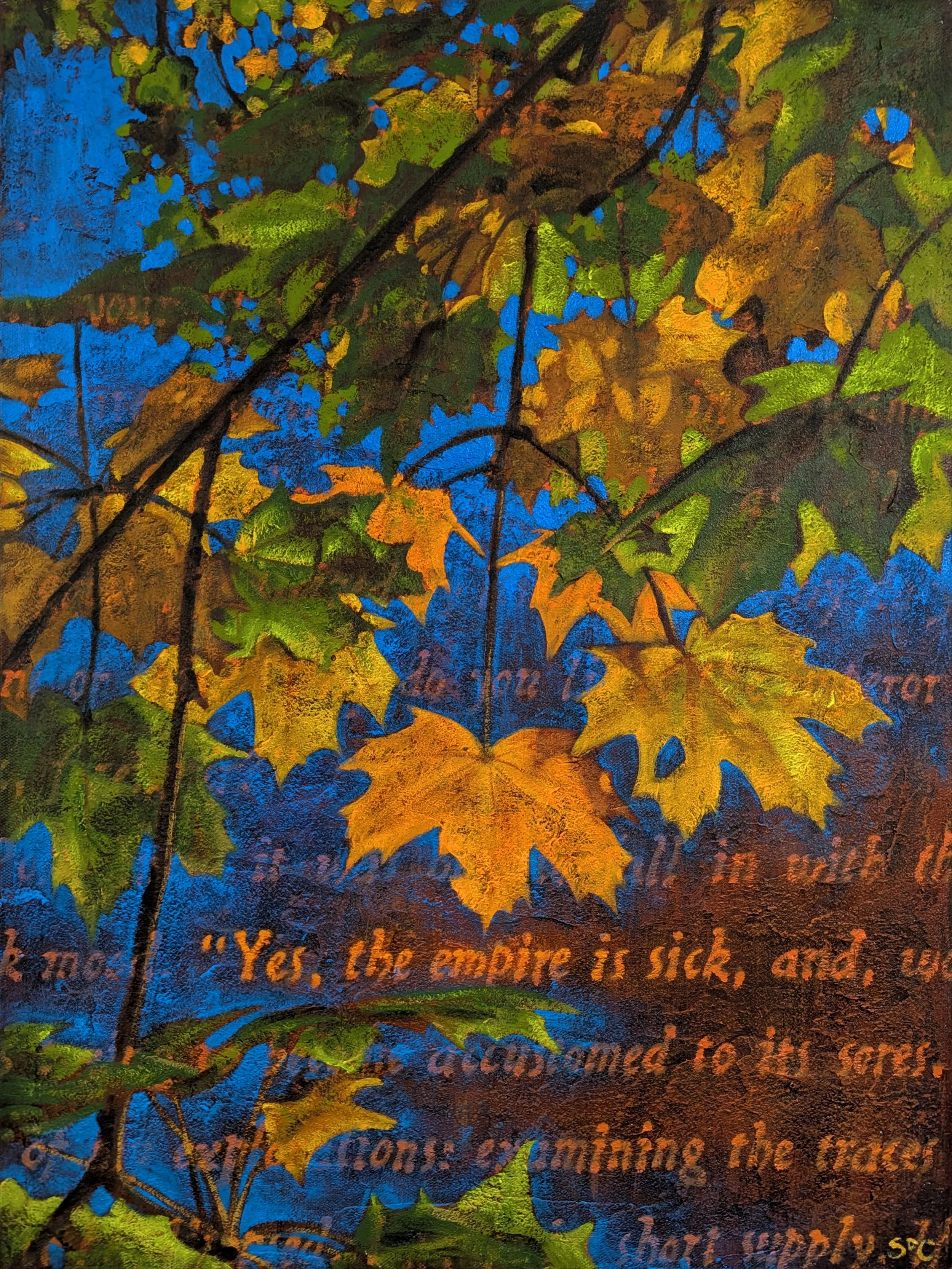 I Read the News Again, acrylic on canvas, 18 x 24, 2025