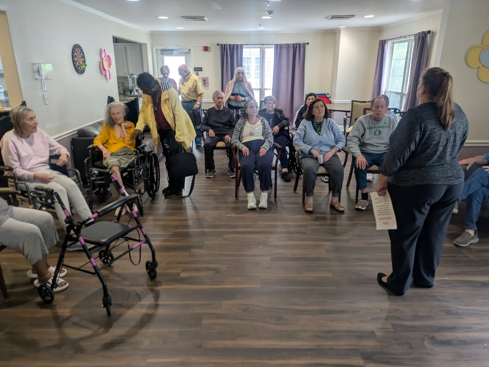 Senior living community getting ready for a  GOAT Exercise fitness class