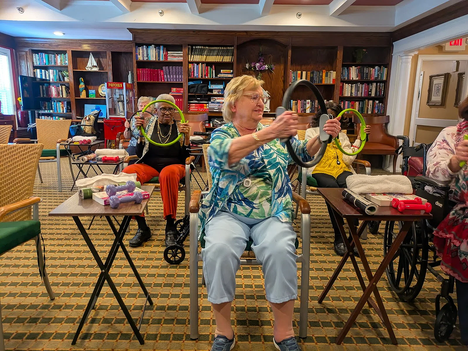 Senior living community exercise class