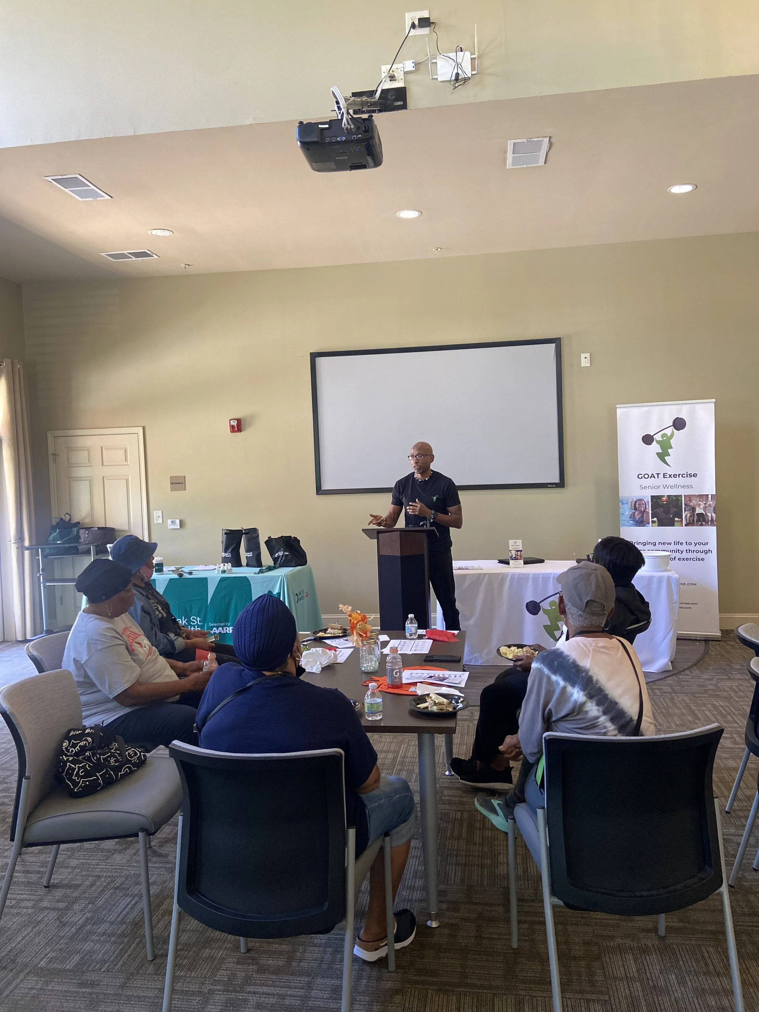 Senior attending a GOAT Exercise fall prevention health prgram