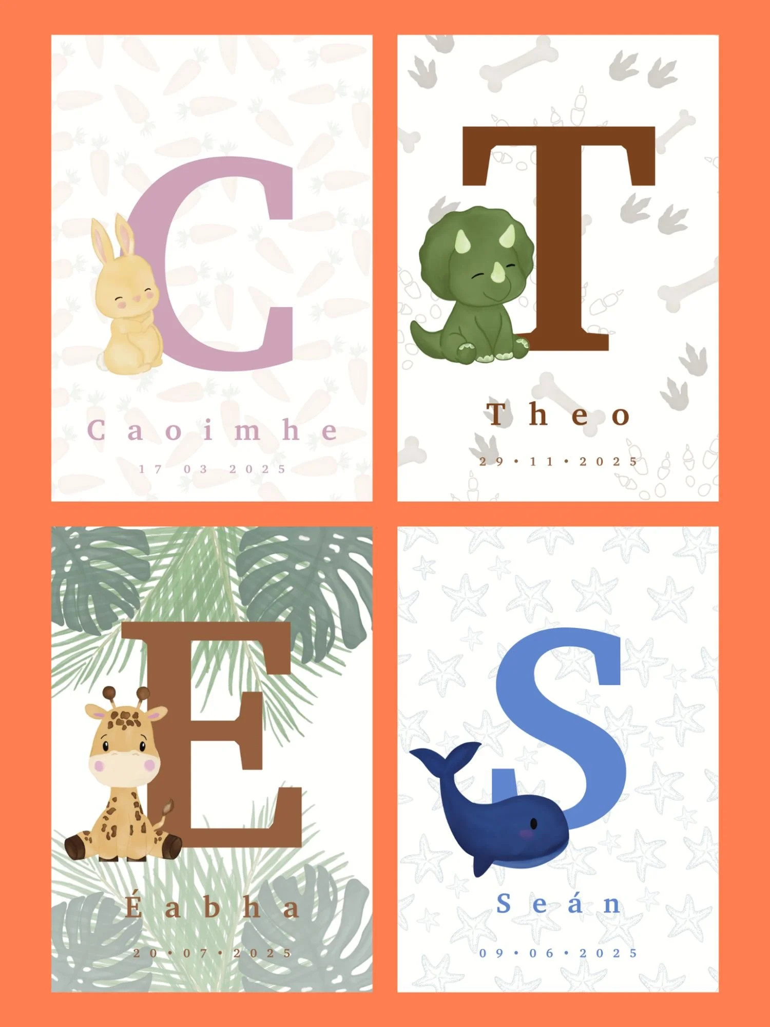 Baby Initial Animal Poster