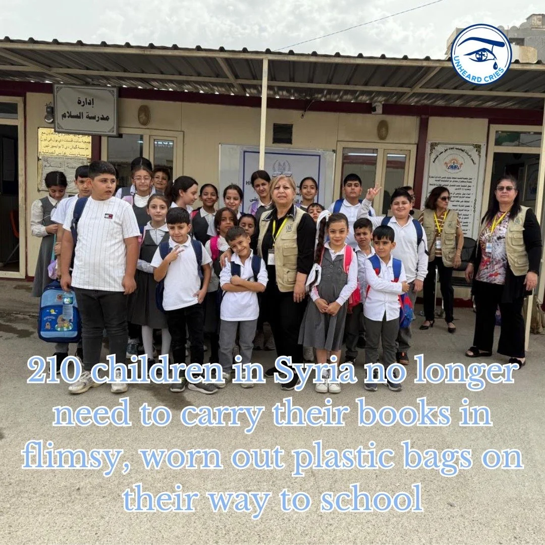 Incoming! Pictures of lots of our cute little friends in Syria with their new backpacks, all thanks to God's abundant grace and your generosity! They will now be able to learn better and walk more comfortably to school. π π« βοΈ 
#syria #unheardcrie