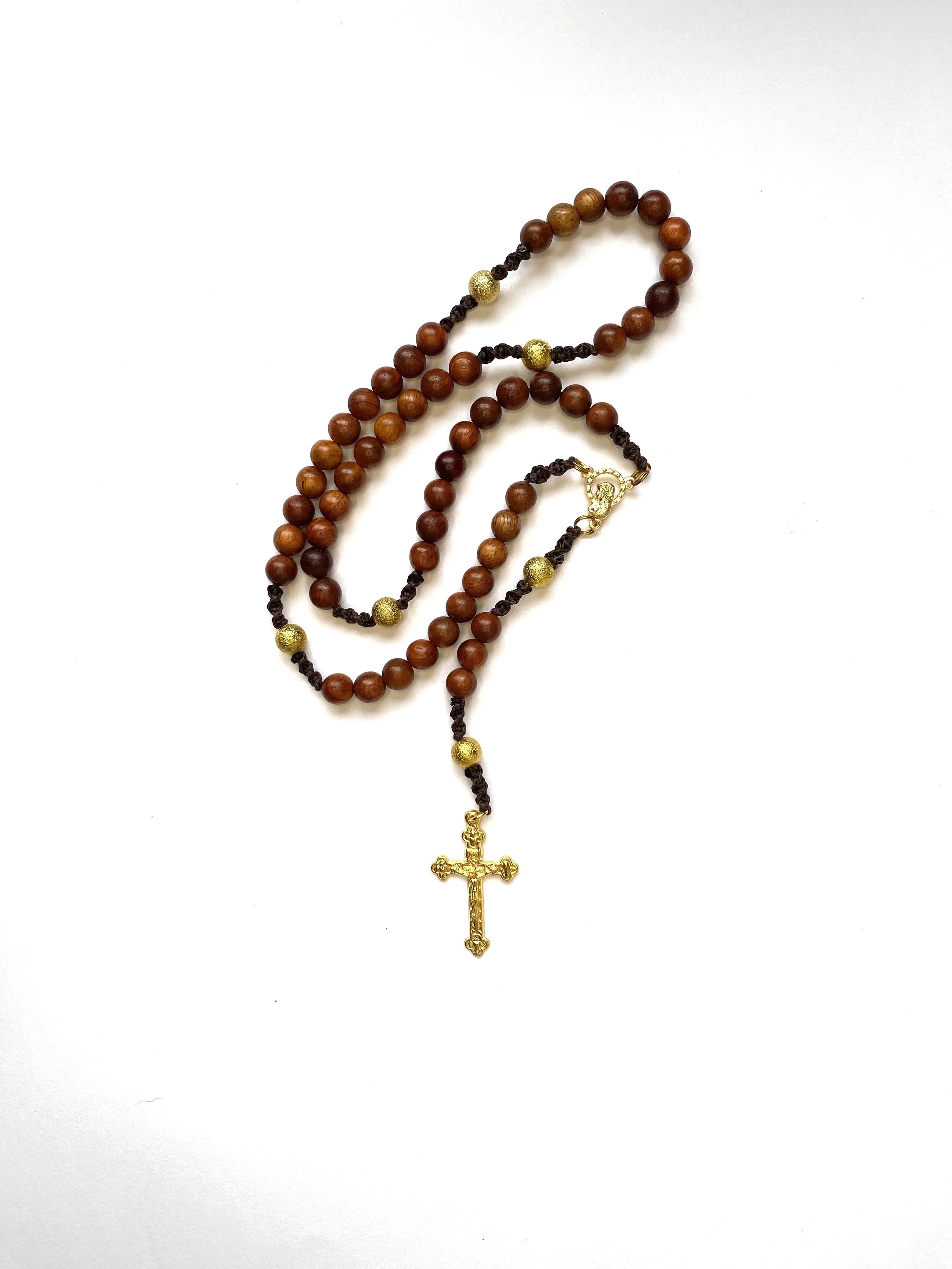 Sandalwood and Gold Rosary