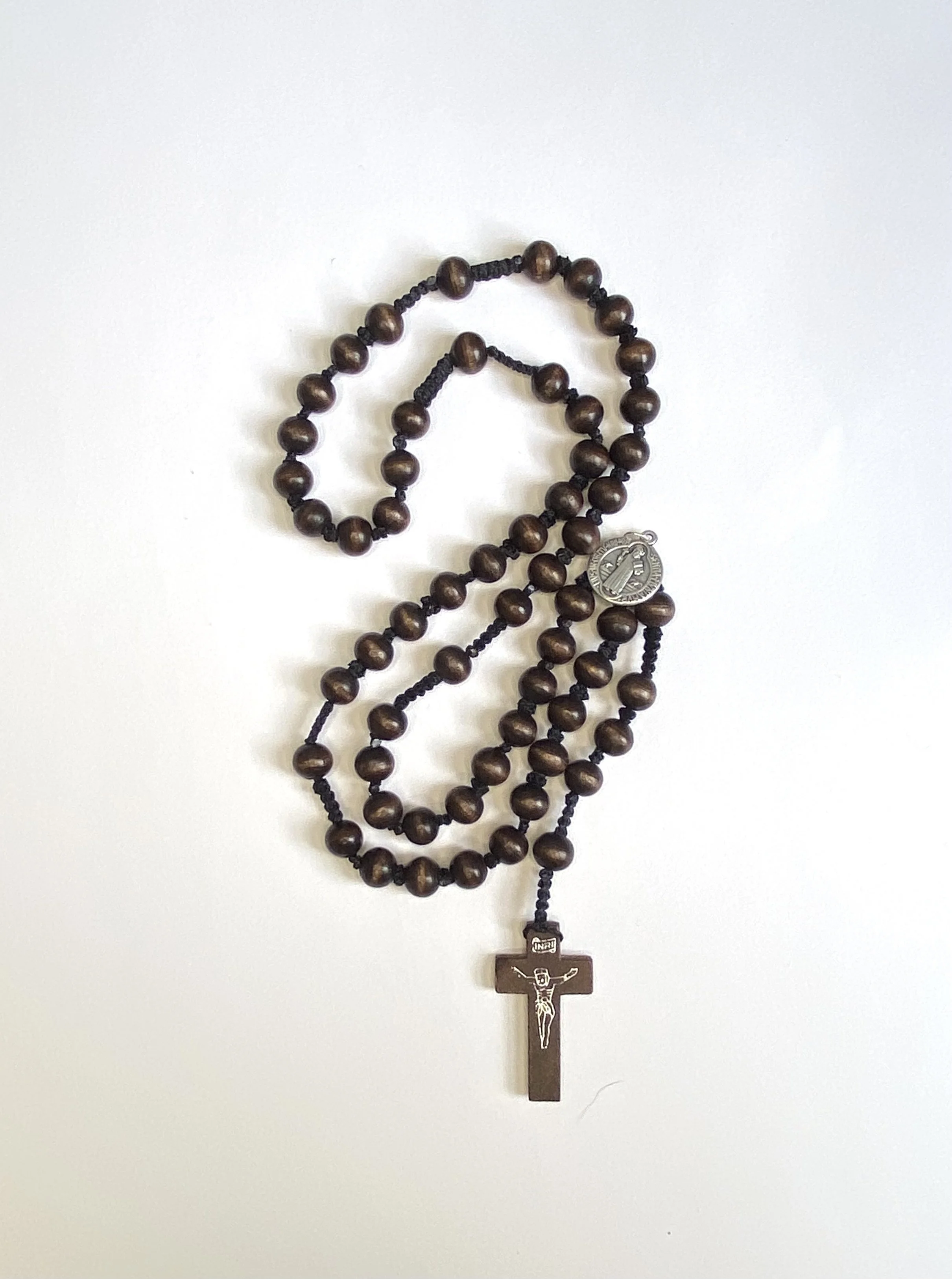 Dark Wooden Rosary - Wood Cross