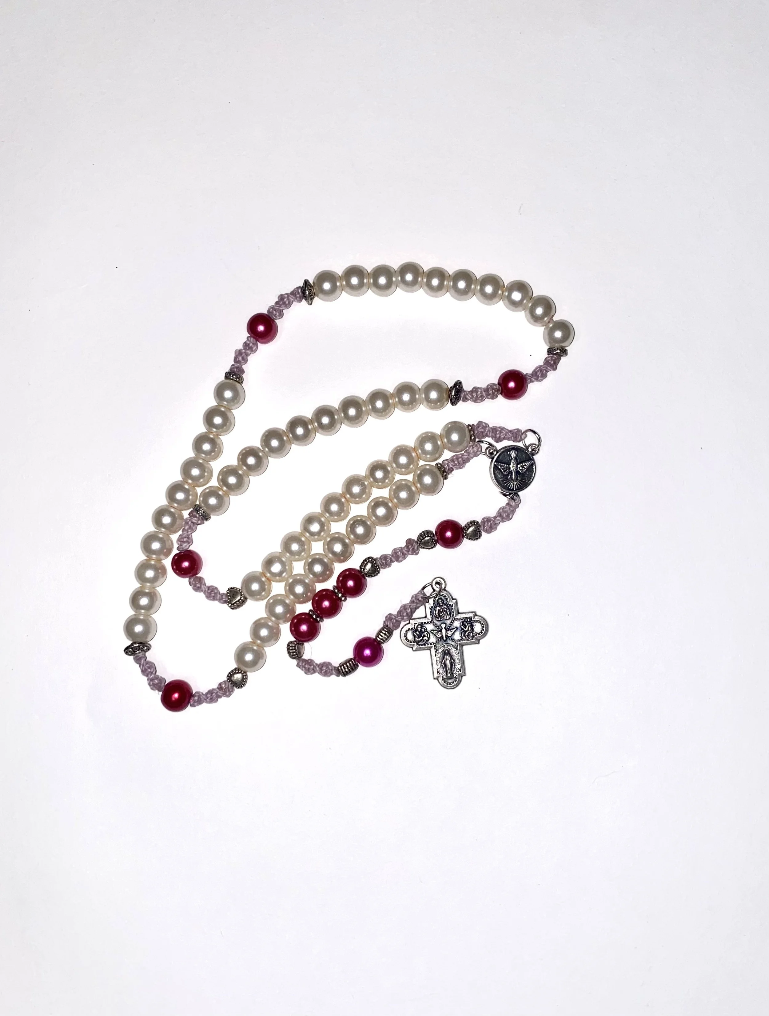 Pearlised Glass Rosary - Pink