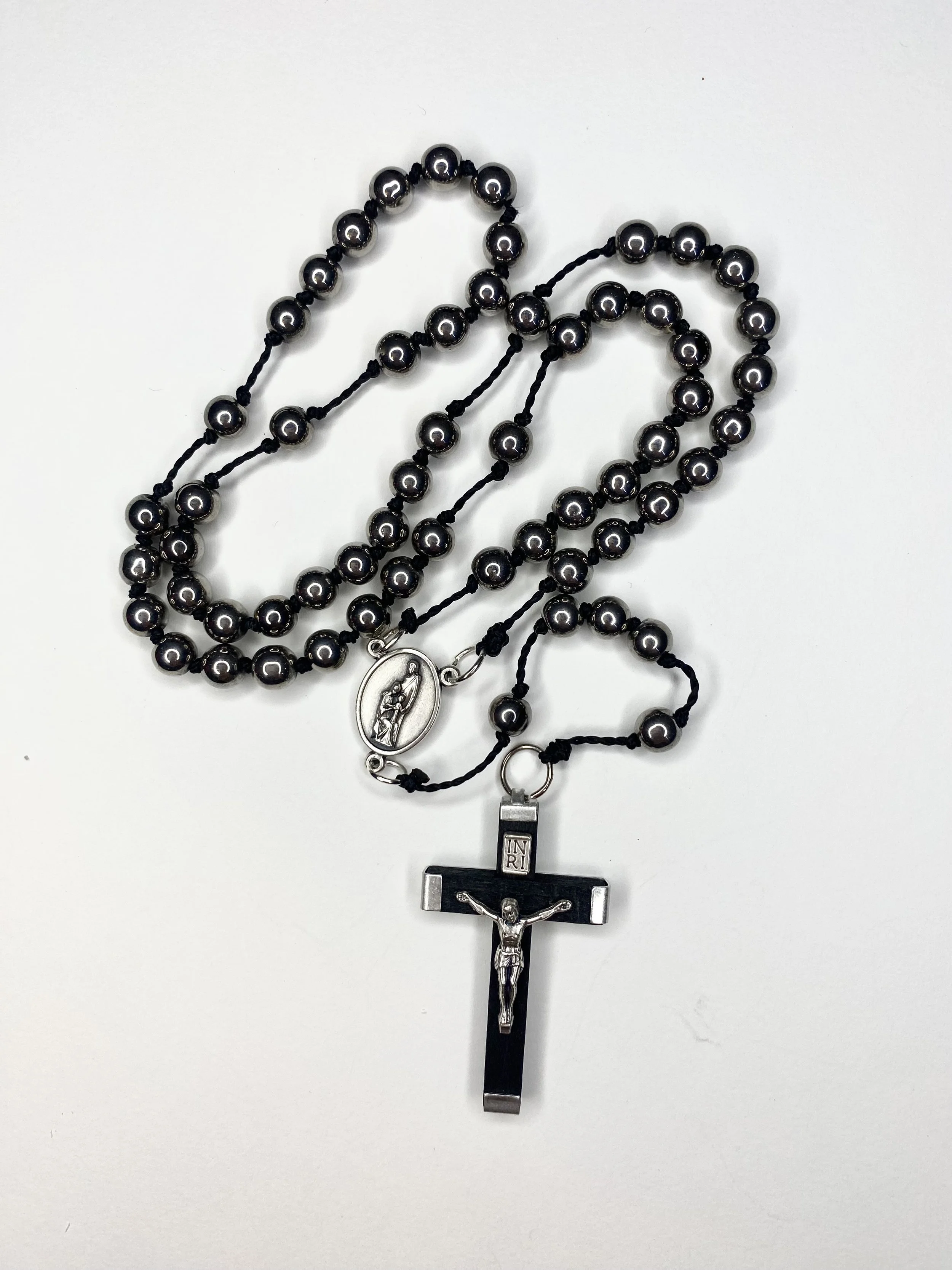 Black and Metal Bead Rosary