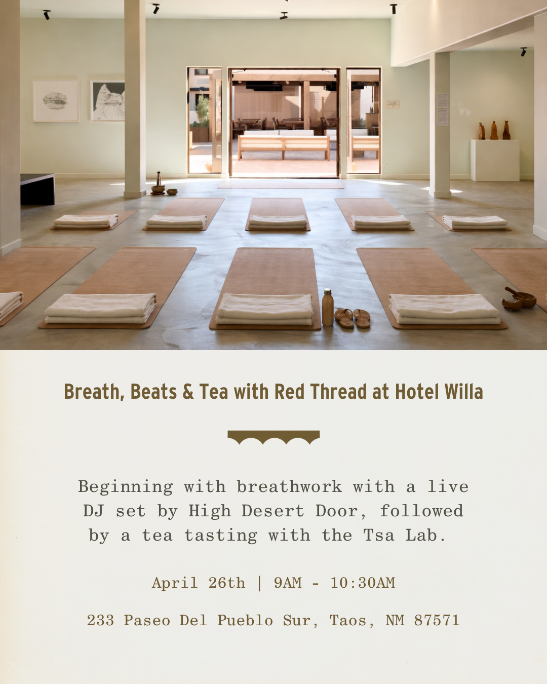 Breath, Beats &amp; Tea at Hotel Willa