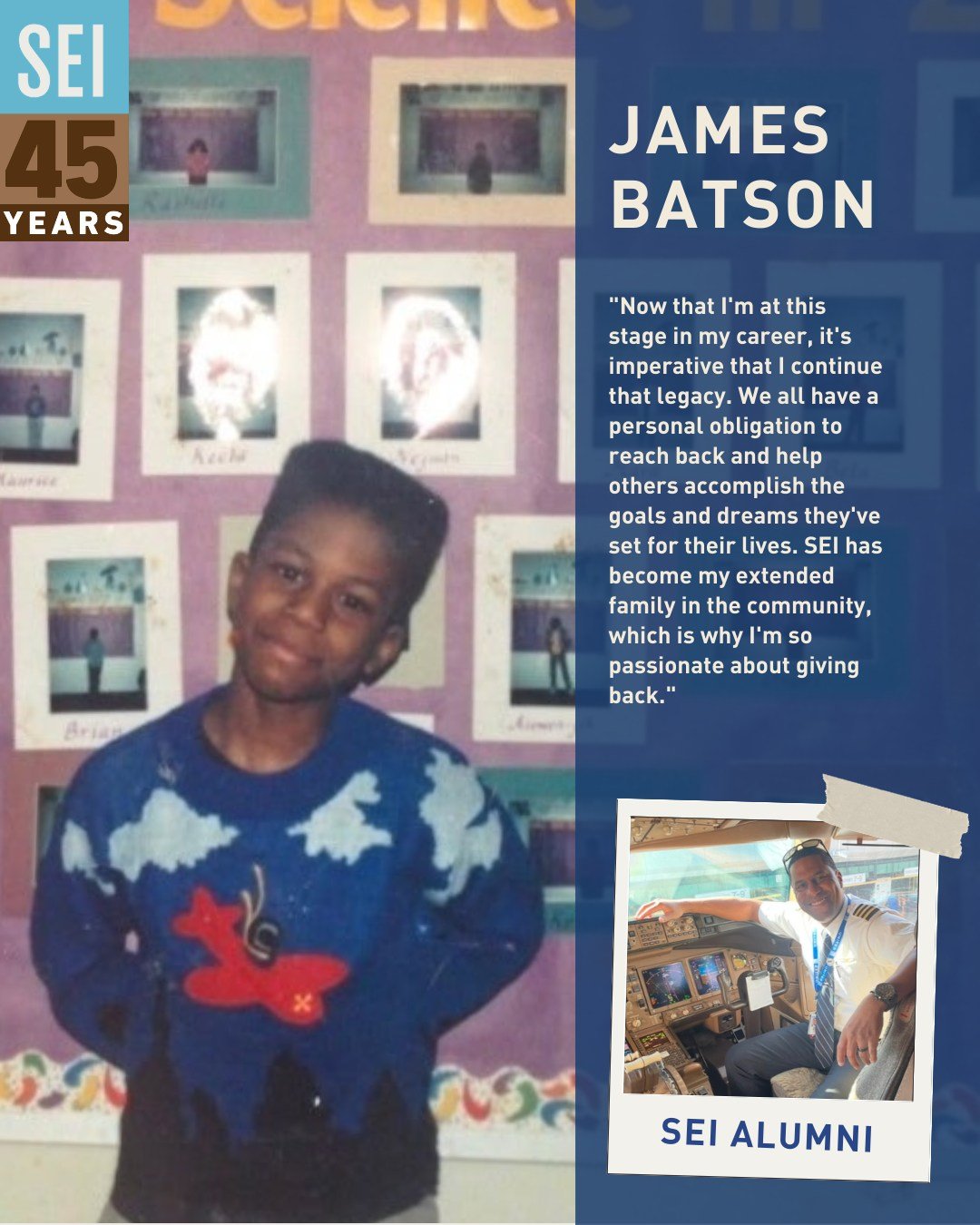 In the third grade, James joined an SEI field trip that changed his life. What started as an exciting chance to meet the president and see the presidential motorcade turned into a moment that sparked a dream&mdash;watching a fighter jet take off righ