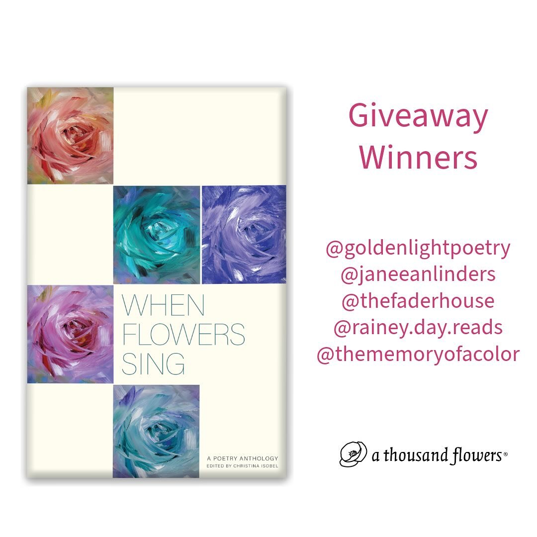 Thanks to all who entered our giveaway! Here are the winners: @janeannlinders @thefaderhouse @thememoryofacolor @rainey.day.reads @goldenlightpoetry