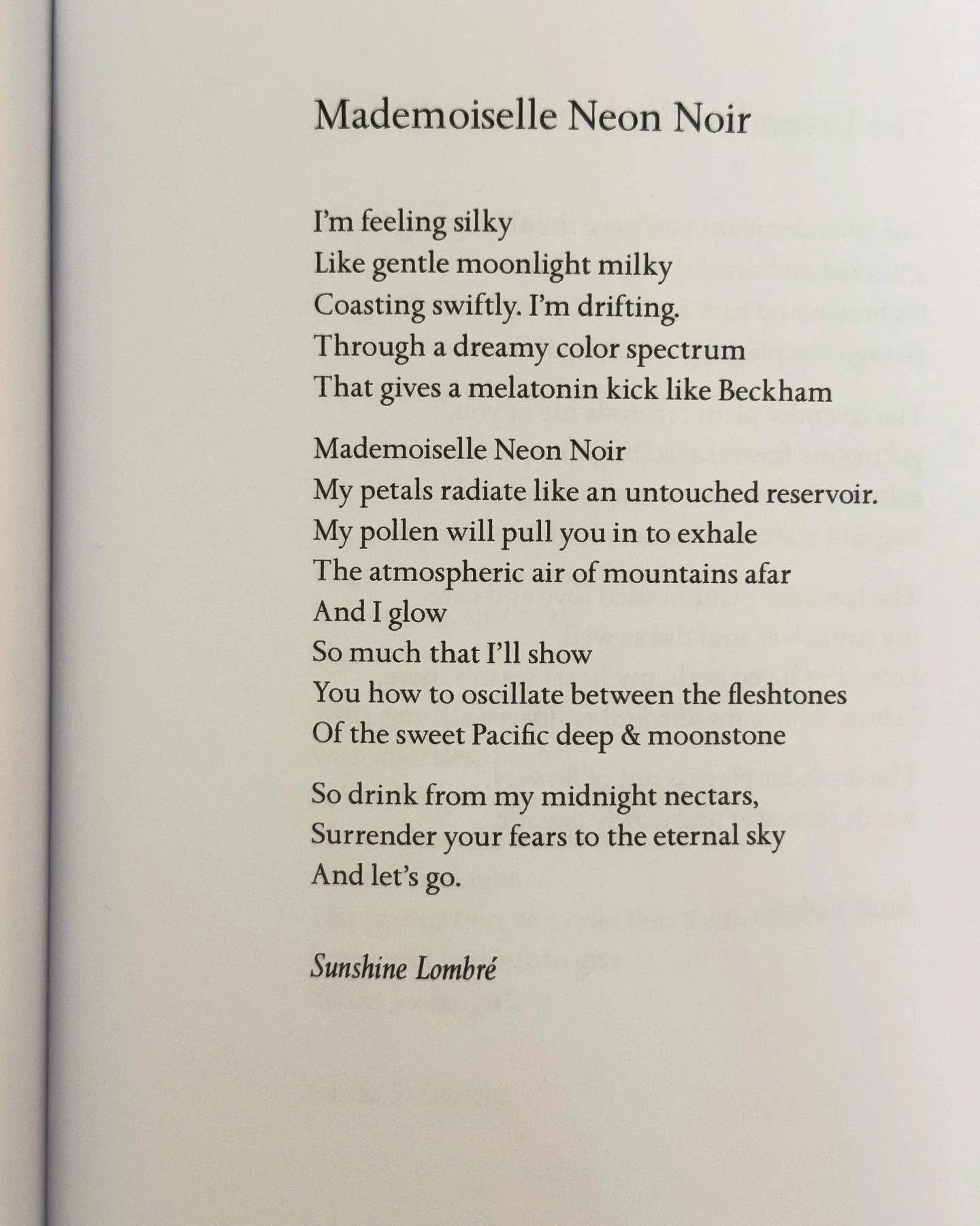 A poem by @ladylombre from our Poetry Anthology, WHEN FLOWERS SING. 

&ldquo;WHEN FLOWERS SING is a symphonic collection of poems, an opera of the soul. I felt&nbsp;
as if I were falling into its resplendency. I urge everyone to read it. Cast this bo