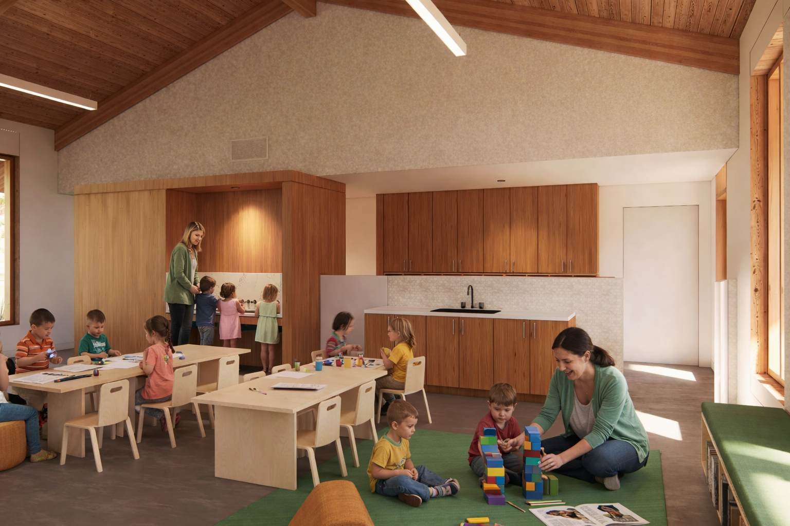  The project is divided into two phases. Phase 1, the Maternelle, includes the construction of a new 19,000 square-foot building for children ages 2 to 5, featuring 15 new classrooms. Phase 2 will focus on the Lower School, serving 1st through 5th gr