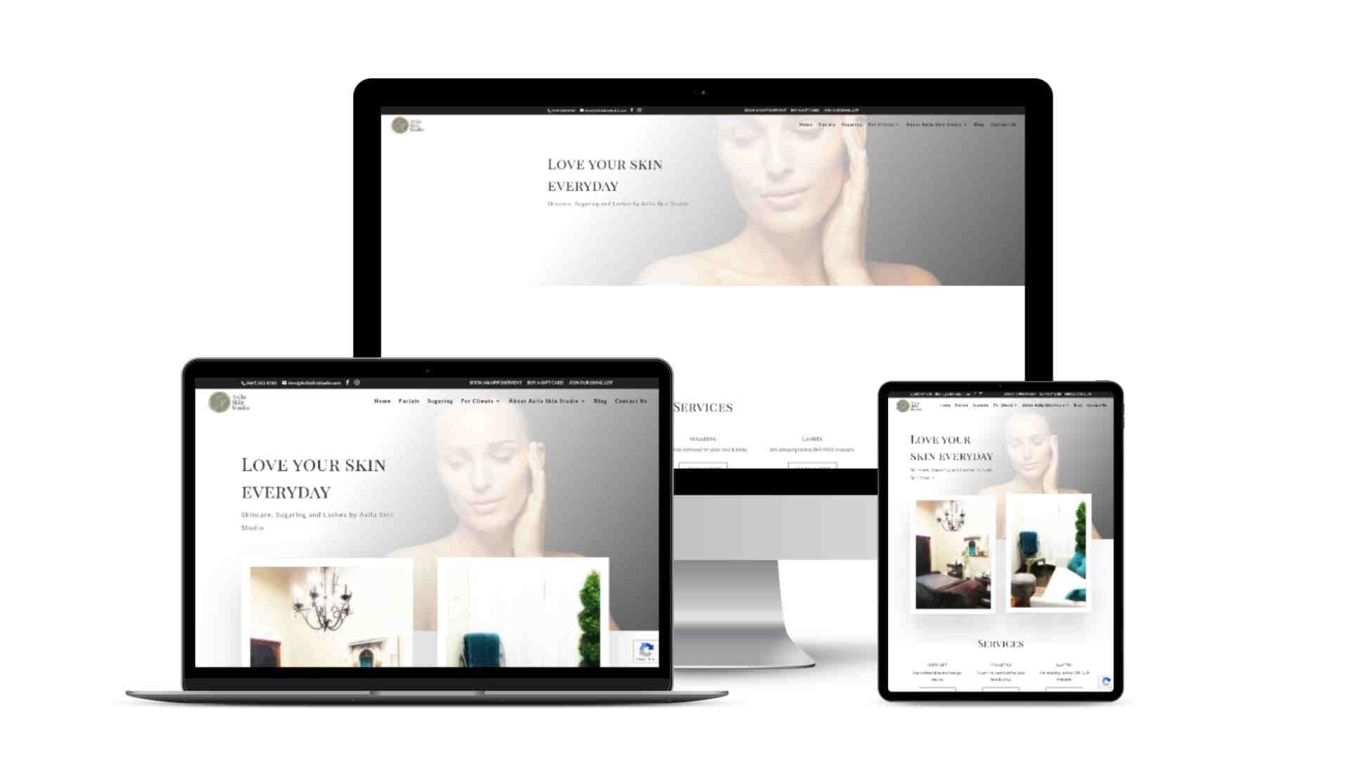 Esthetician website design for Avila Skin Studio