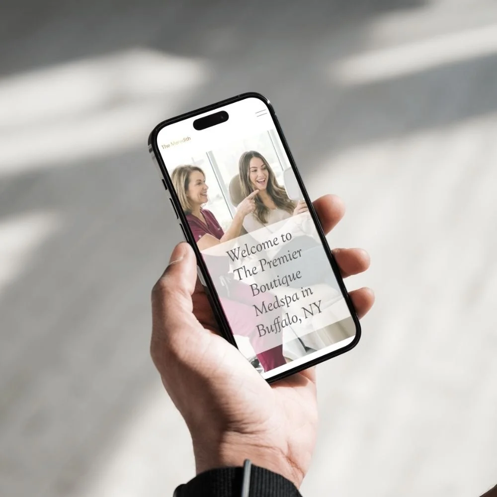 The homepage from the Meredith Template displayed on a cell phone