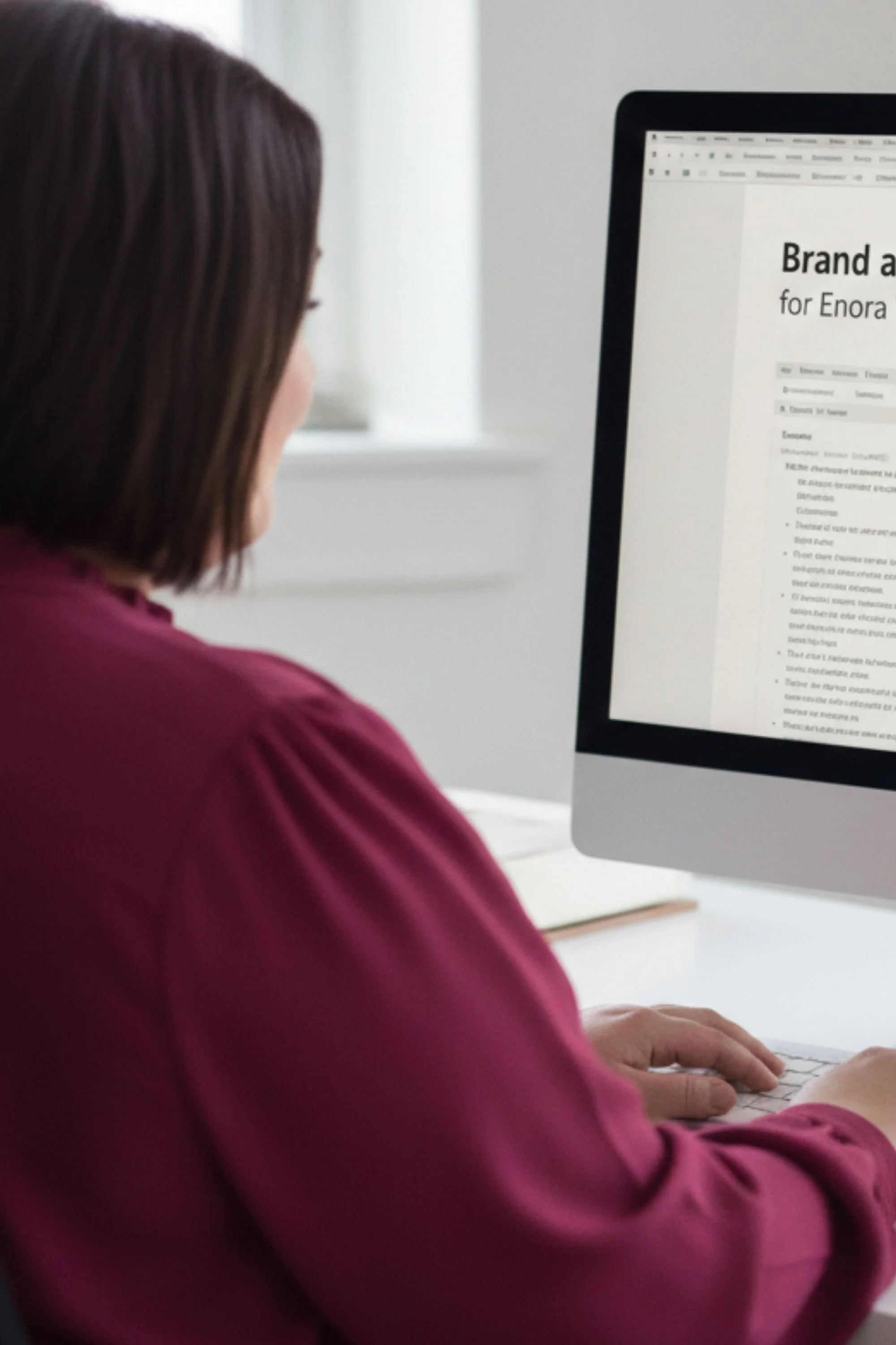 Jennifer Calero works on a brand and marketing review for a medical spa