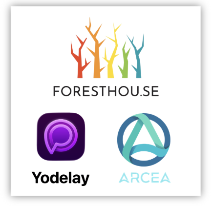 An image showing gratitude for Forest House Art Car and the Yodelay App, and ARCEA for being supporters of the smile spaces foundation