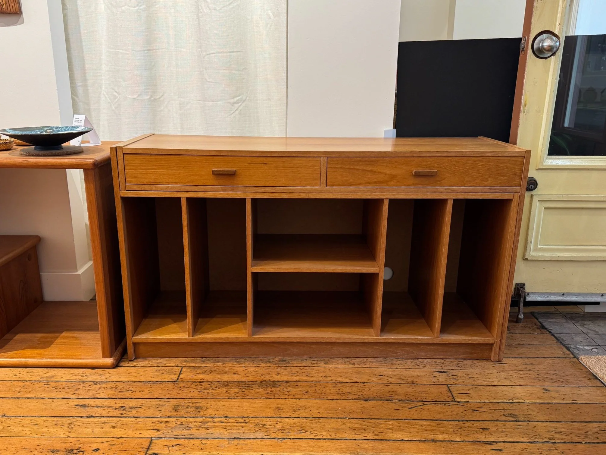 Teak MCM Expandable Straight or L Shape Stereo Cabinet/ Desk 48"L x 27"H x 15.5"D max. extended length 90"L - Vintage 1960's - $800