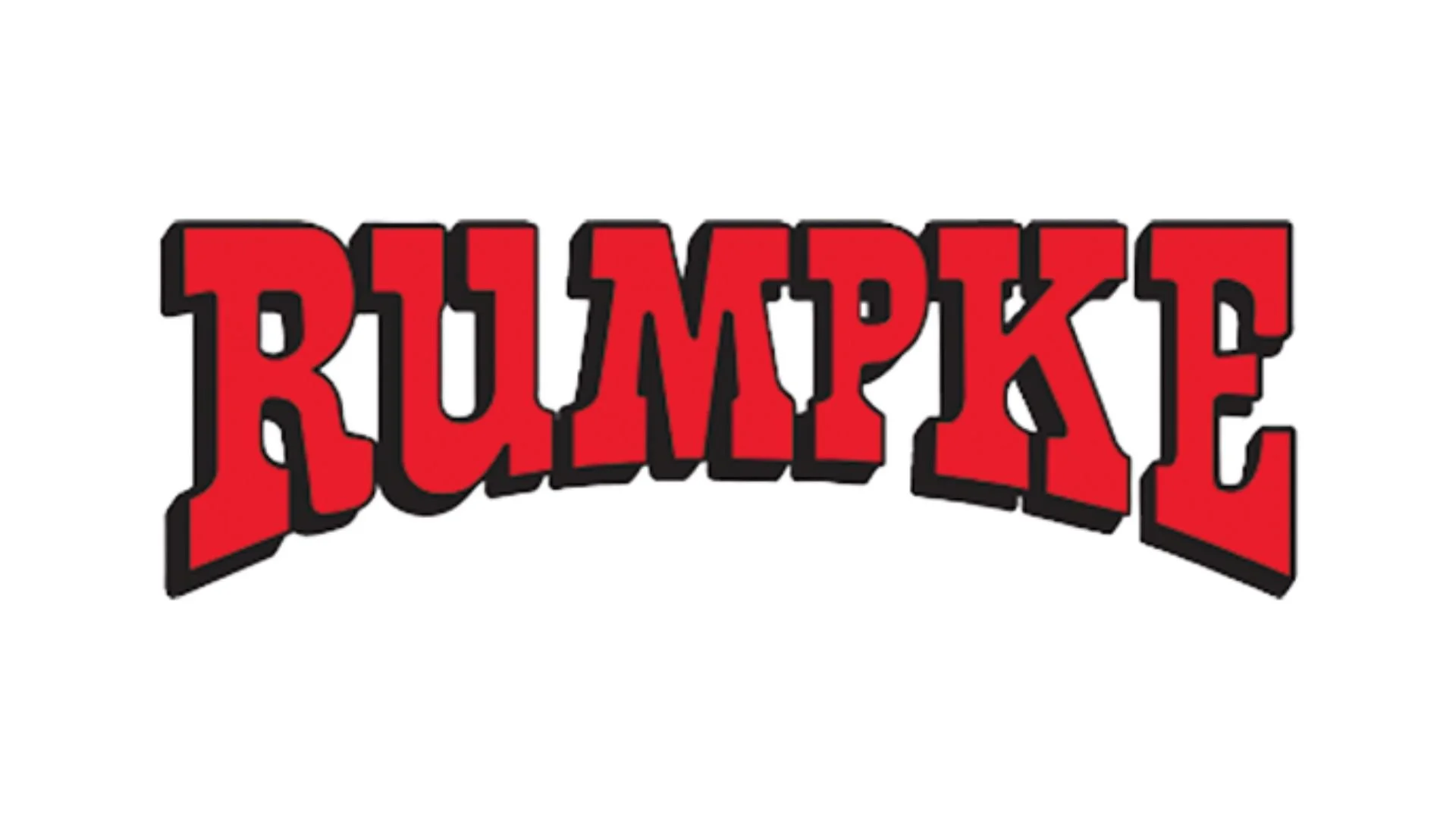 The word 'RUMPLE' in bold, red, block letters with a black outline, displayed on a white background.