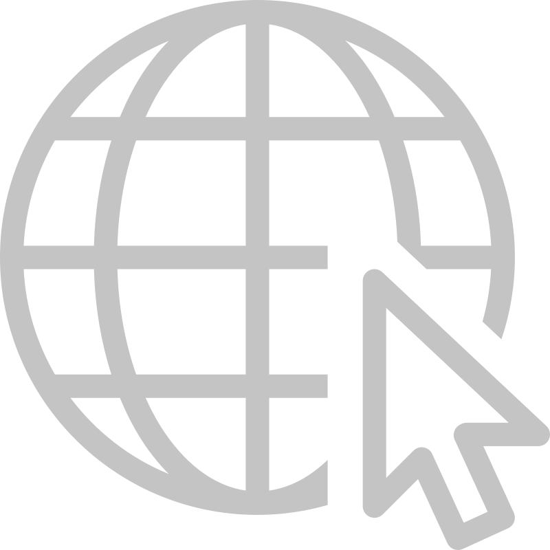 Icono de un globo terráqueo con un cursor de flecha apuntando hacia él.