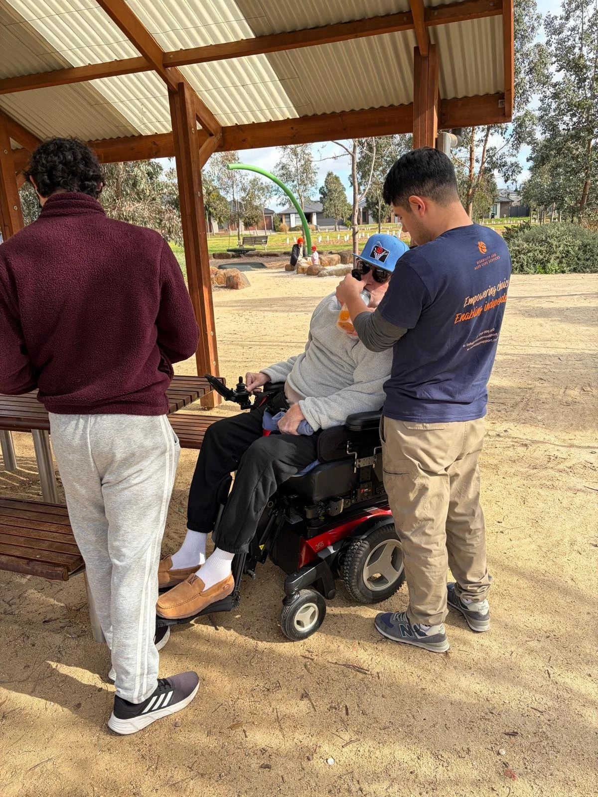 More Than Support's NDIS participant going for a walk / ride to the local park that is close to the NDIS SDA housing in West Melbourne area, Weir Views suburb