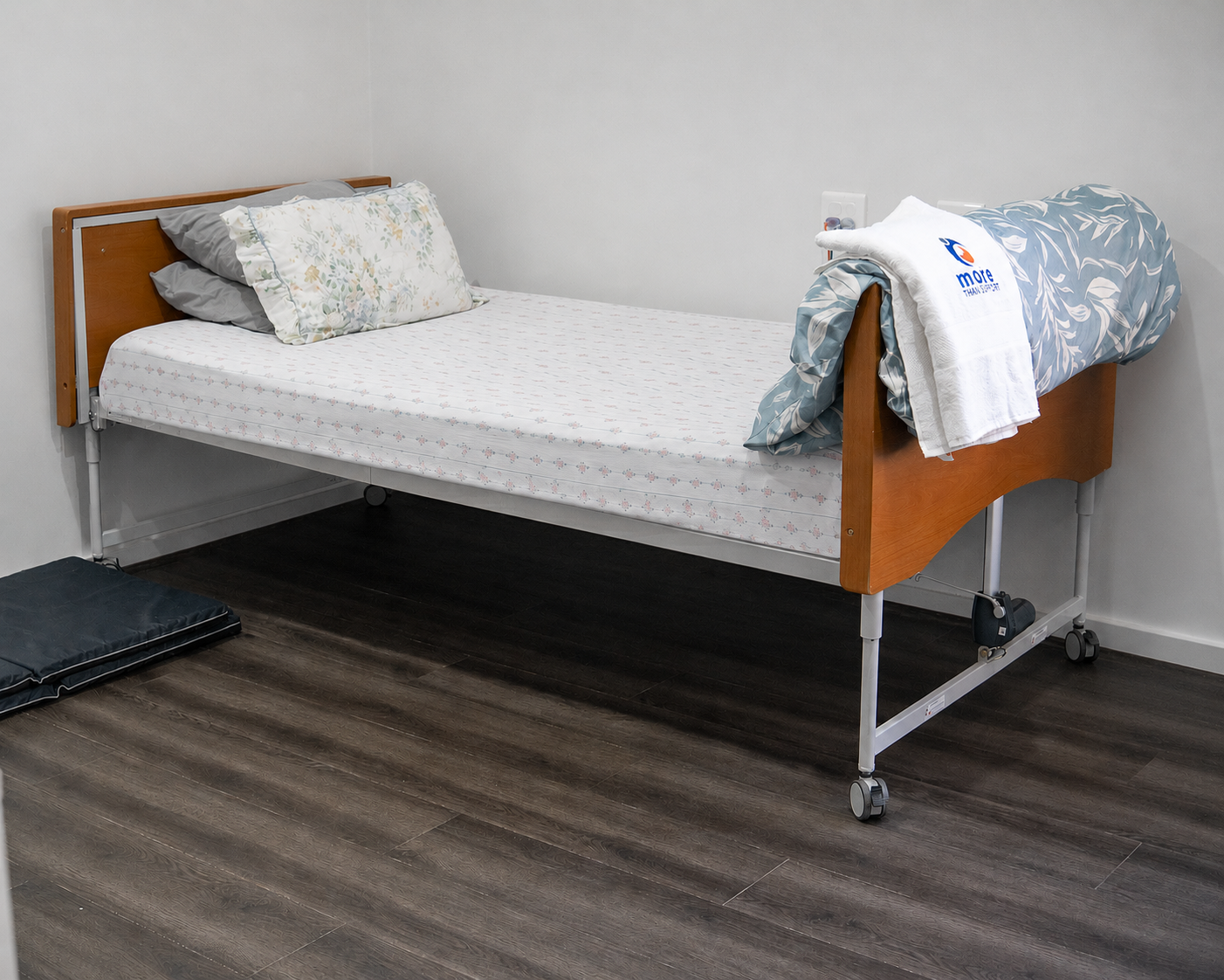 Example of Participant's room at Specialist Disability Accommodation SDA of More Than Support, in West Melbourne, with plenty of space for a Care Bed to support independence. One current vacancy available