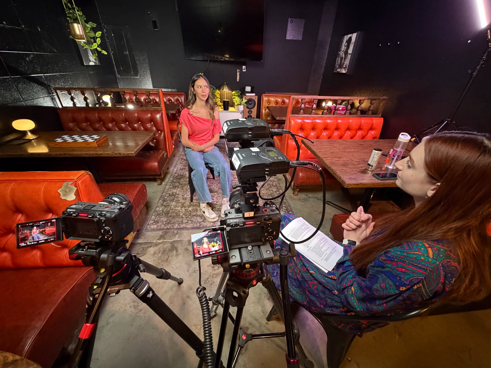 Director Barb Lang and former Timberline TREE Club co-president Sasha talk during a recent interview.