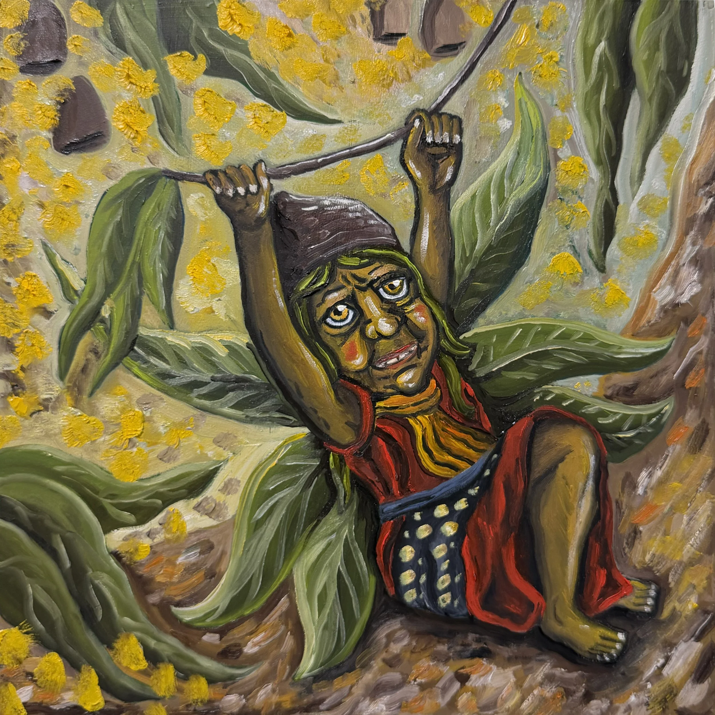 Gumnut Fairy, Oil on Wood Panel, 30 x 30cm