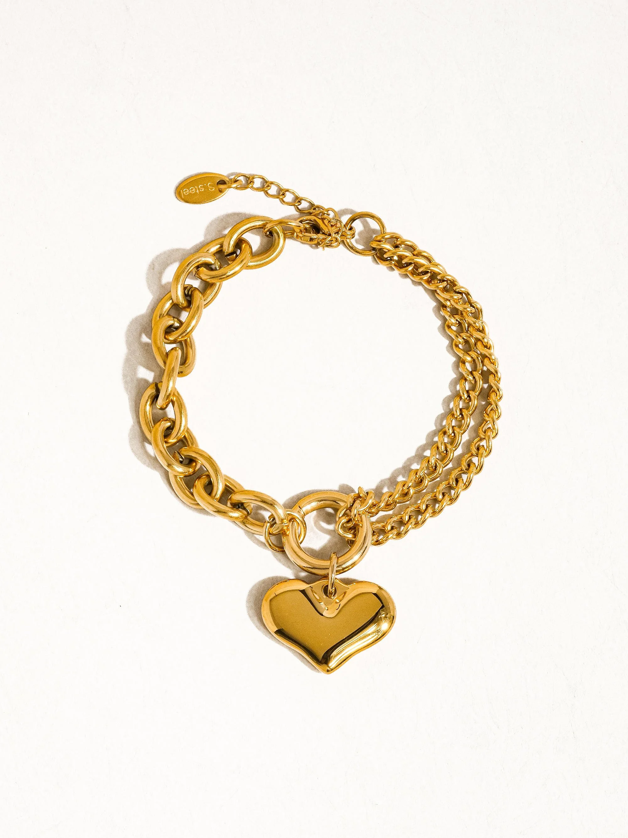 Allure 18K Gold Non-Tarnish Heart Chain Bracelet