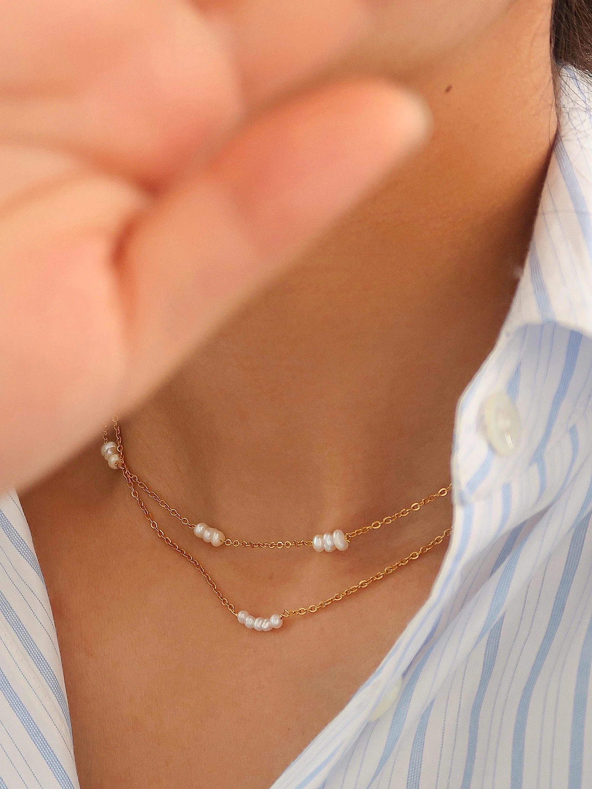Leilani 18K Non-Tarnish Petite Multi-Pearl Choker