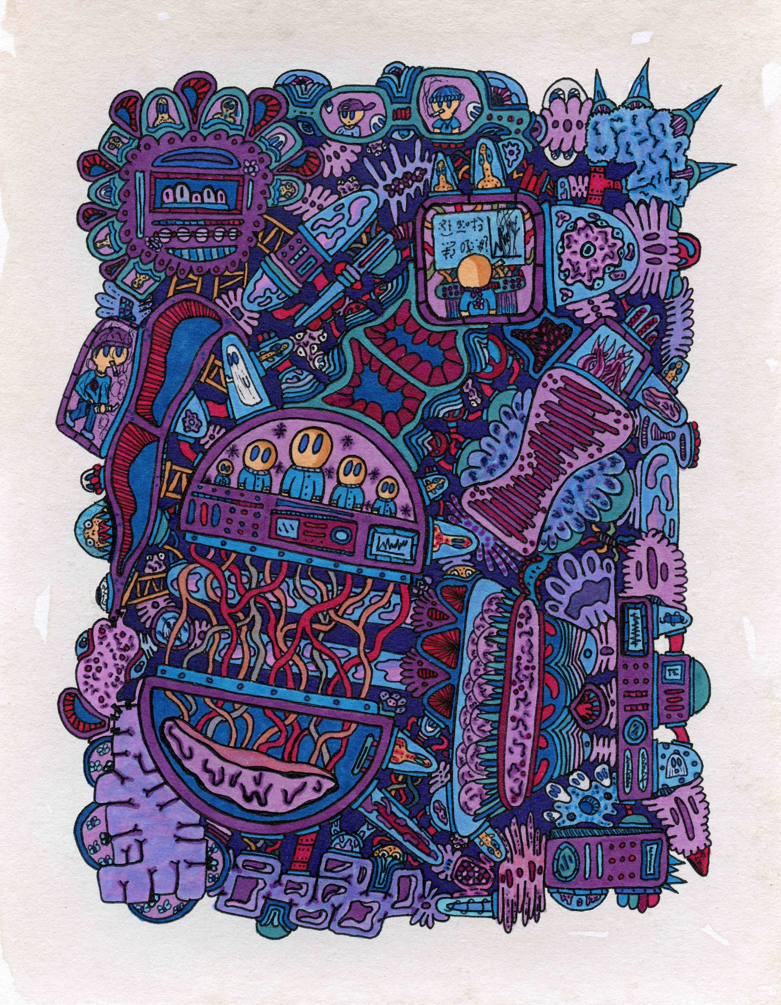 "Mind Deconstruction"
Ink & Markers (2026)
8" x 10"