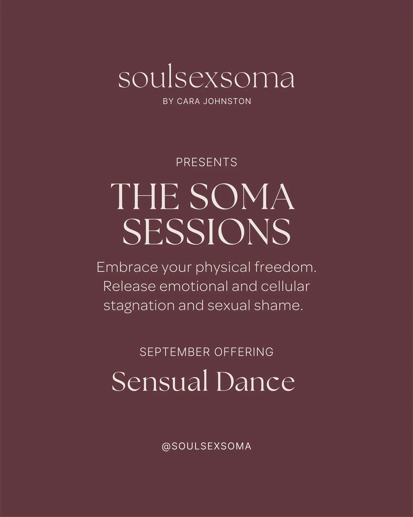 After the success of the first Soma Sessions Dance event, I am excited to announce the second one will be held this Friday! 🪭

I have created The Soma Sessions for women and feminine bodied persons aged 18 years+ to feel into a safer space to explor