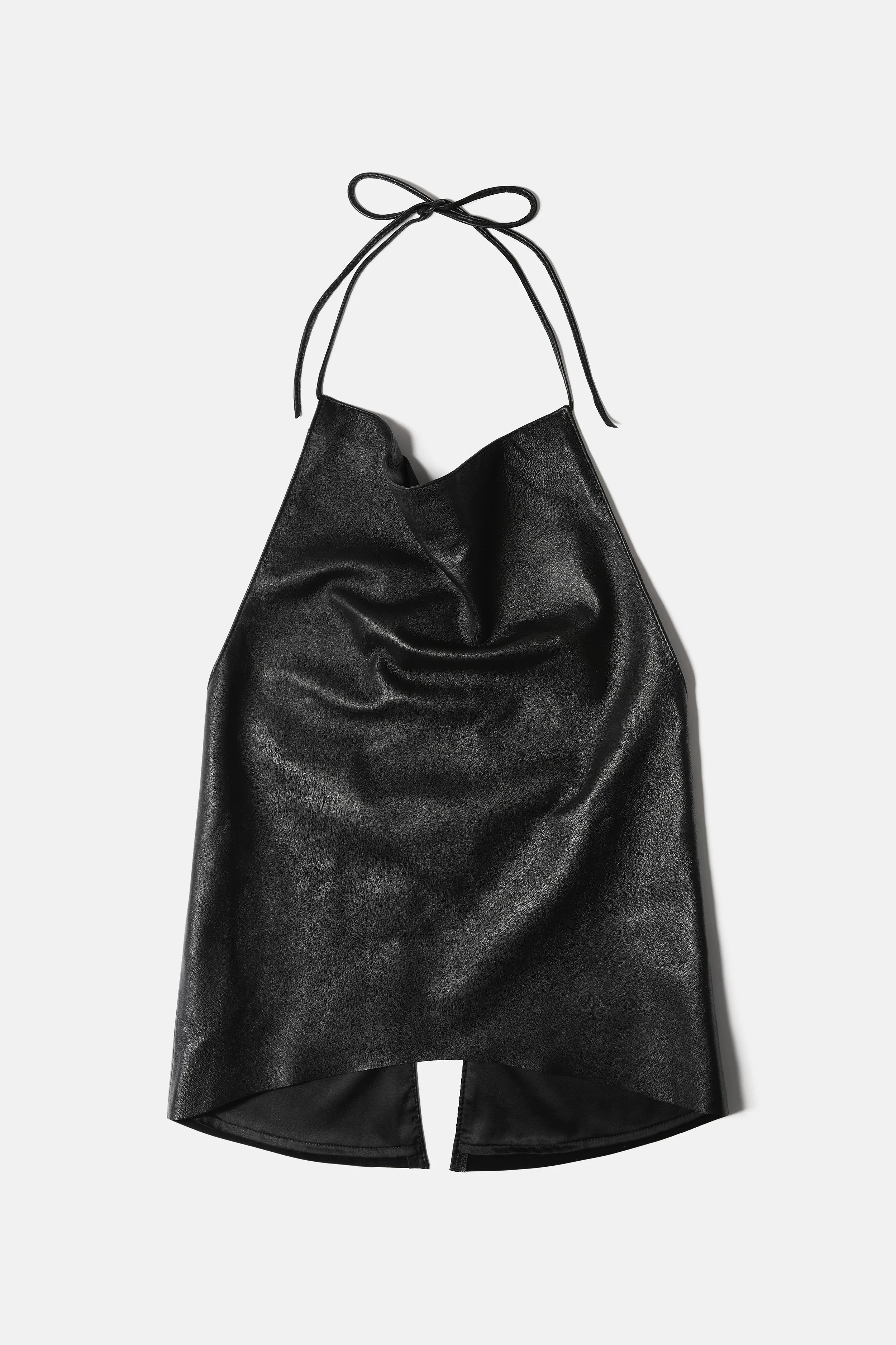 Becoming: Leather Halter Top Black