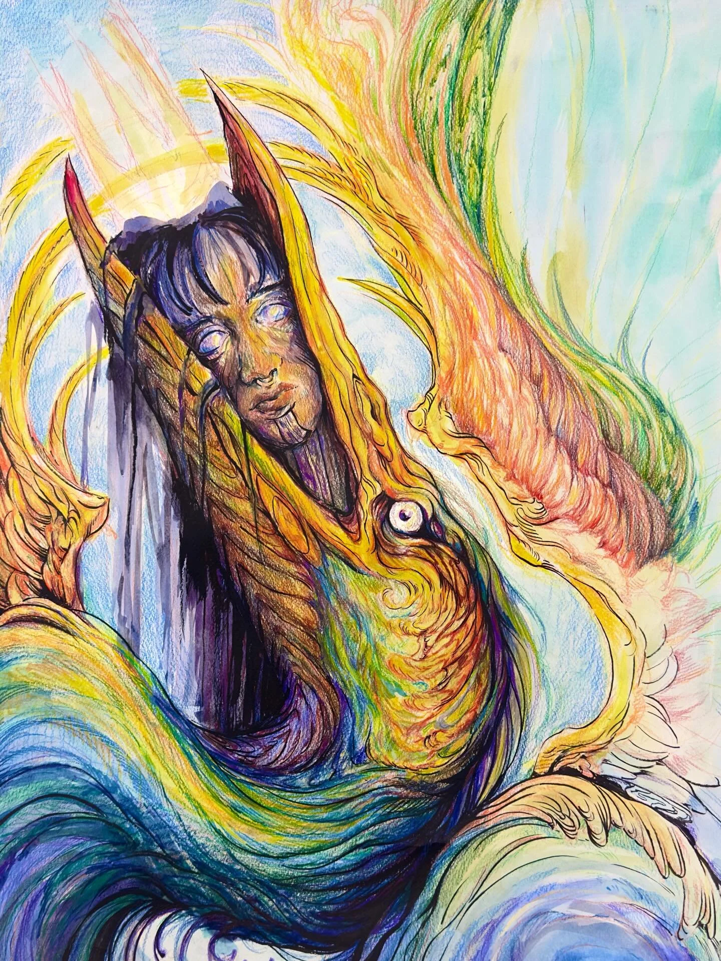 Work in progress i wanted to share :> called SPIRIT EATS EGO&rdquo; 16x24&rdquo; so its a massive one. I cannot wait to show the completed piece soon along with my other ones hehehe