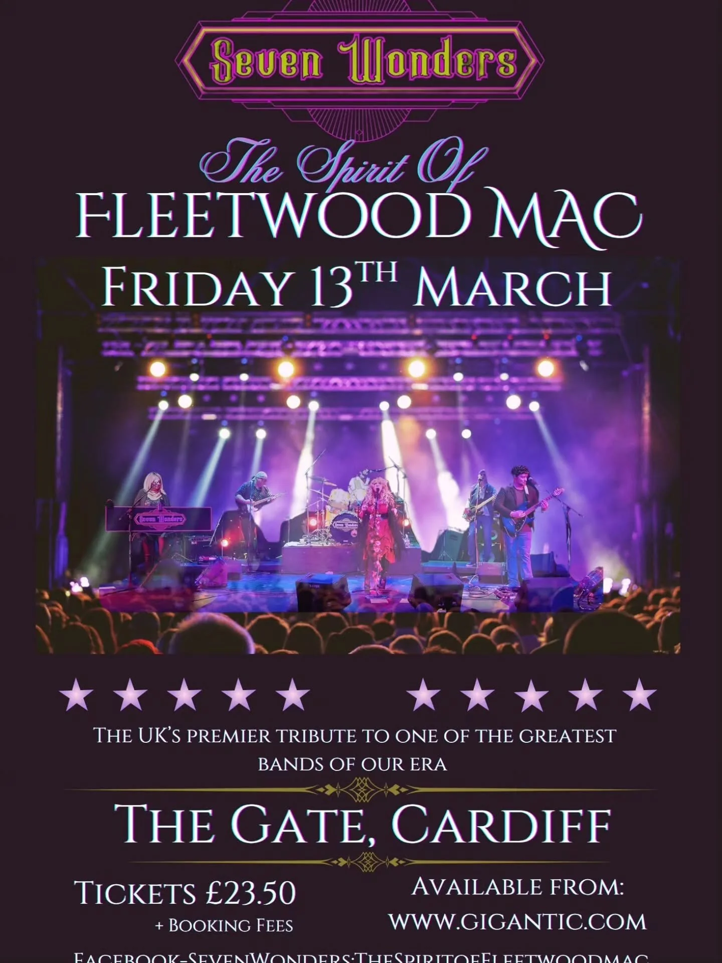 We can't wait to have Seven Wonders joining us again this March, bringing with them the spirit of Fleetwood Mac!

Tickets on our website 🎟