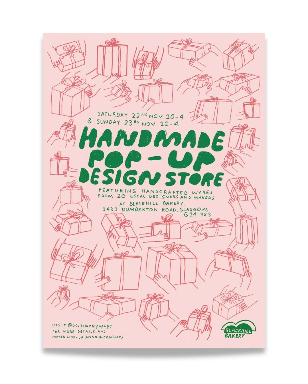 Find me at @occasionalpopups @blackhillbakery this weekend along with a lovely selection of local artists and designers!

@davidmcdiarmidstudio 
@studioyoki 
@smexophone 
@women.of.the.woods 
@blackbirdandbloomembroidery 
@katdrawsit 
@_bethlamont_ 
