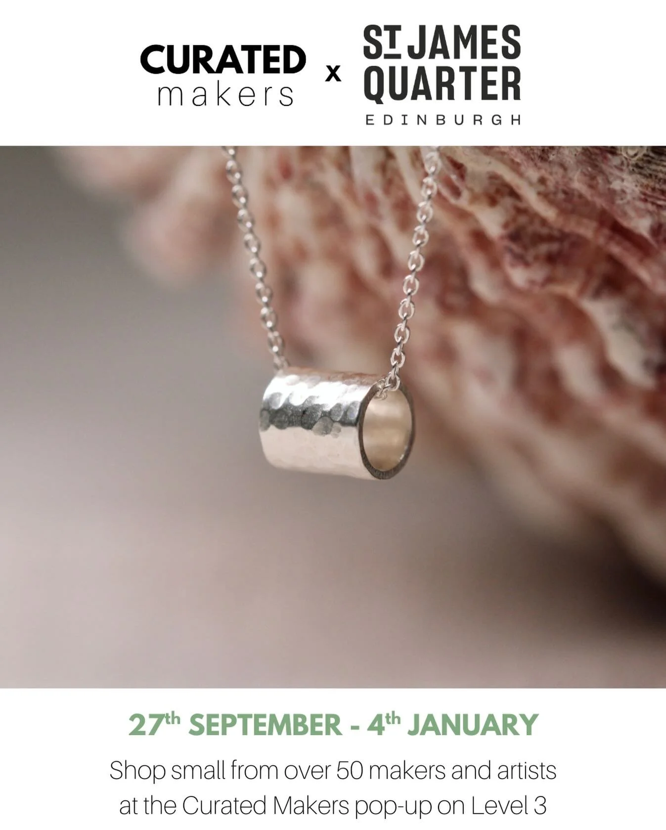 Remember you can find a selection of my work at @curatedmakers in St James Quarter in Edinburgh until 4th January! 

#rrdesigns #curatedmakers #edinburgh #stjamesquarter #handmadeinglasgow #handmadesilverjewellery