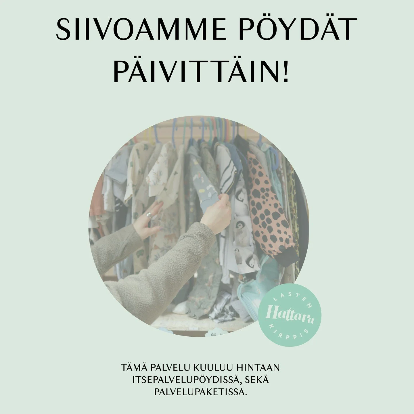 Muistutuksena kaikille 💚 Saat parhaat myynnit itsellesi, hinnoittele ja laita esille me siivoamme puolestasi! 🧹 Itsepalvelu myyntip&ouml;yt&auml; 8pv&auml;/39&euro; + 7% 😍