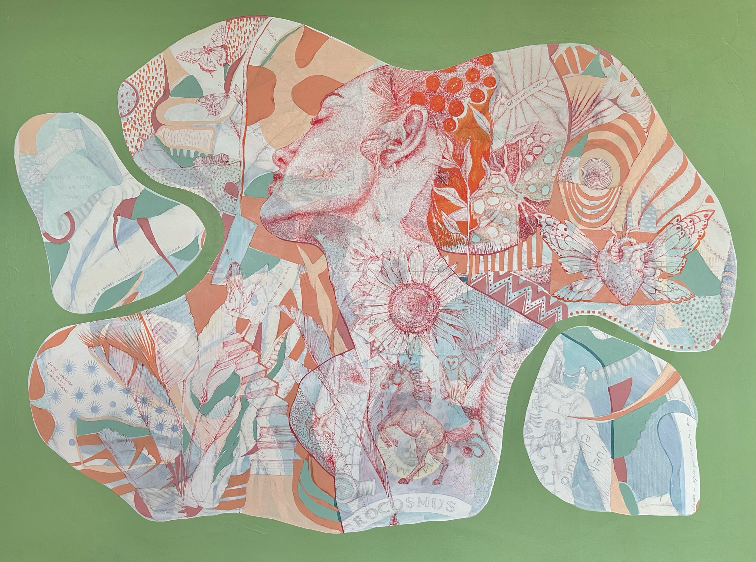 Microcosmos- 150x200cm (59" x 78.7" inch)- Bolígrafo, lápiz, pastel, acrílico y esmalte sintético sobre tela - 2024
-Disponible-
