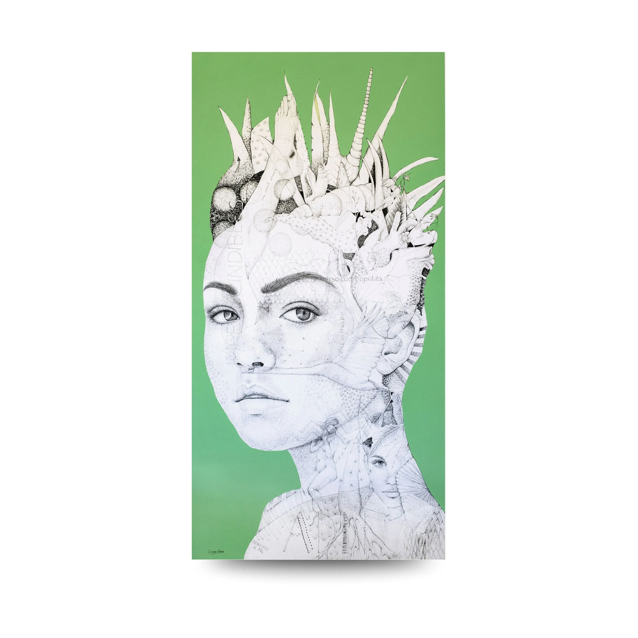 ADN - 90x180cm (35.4" x 70.8" inch) - Bolígrafo y acrílico sobre tela -   2016