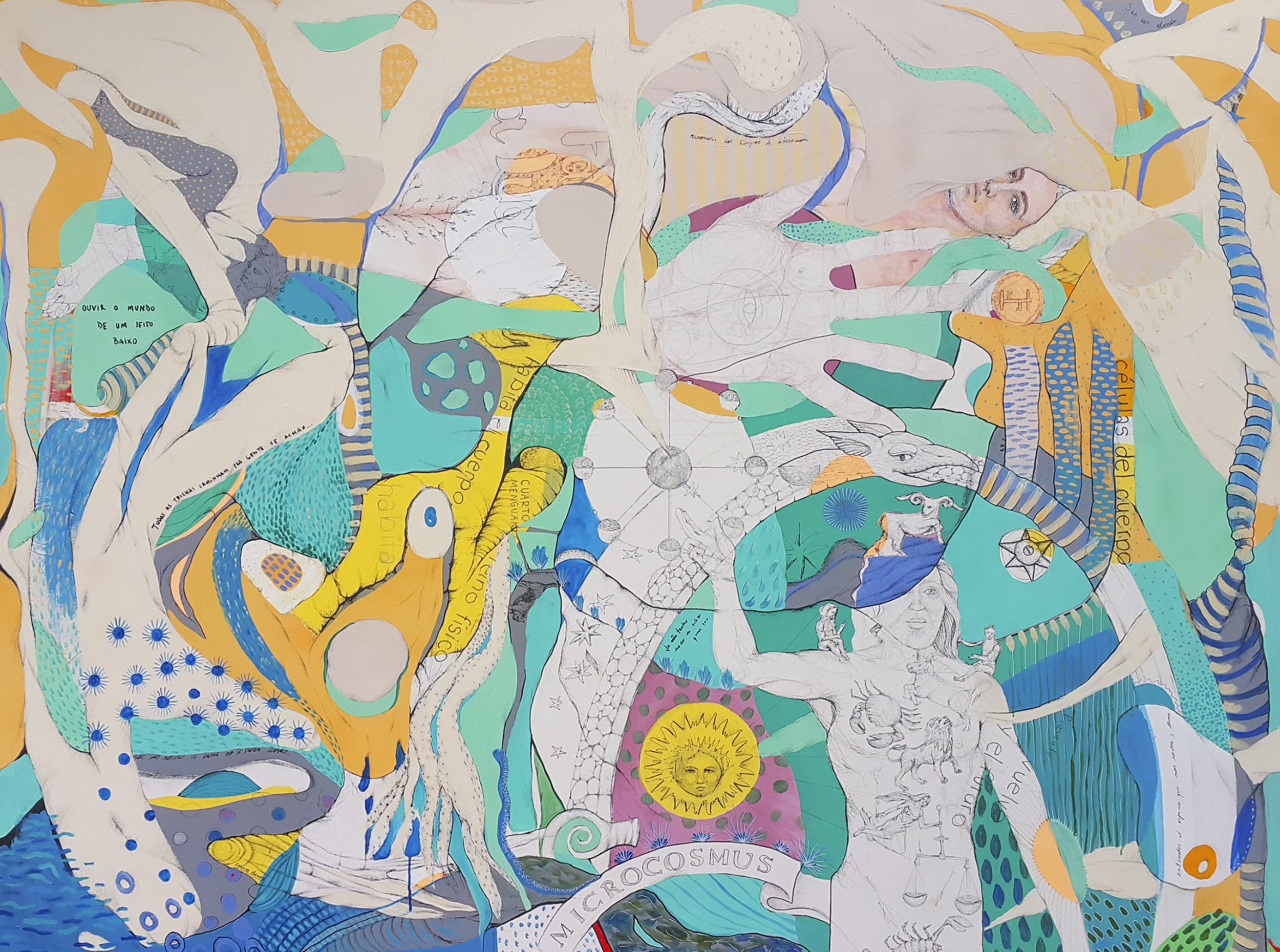 Microcosmos- 150x200cm (59" x 78.7" inch)- Bolígrafo, lápiz, pastel, acrílico y esmalte sintético sobre tela - 2017
-No Disponible-