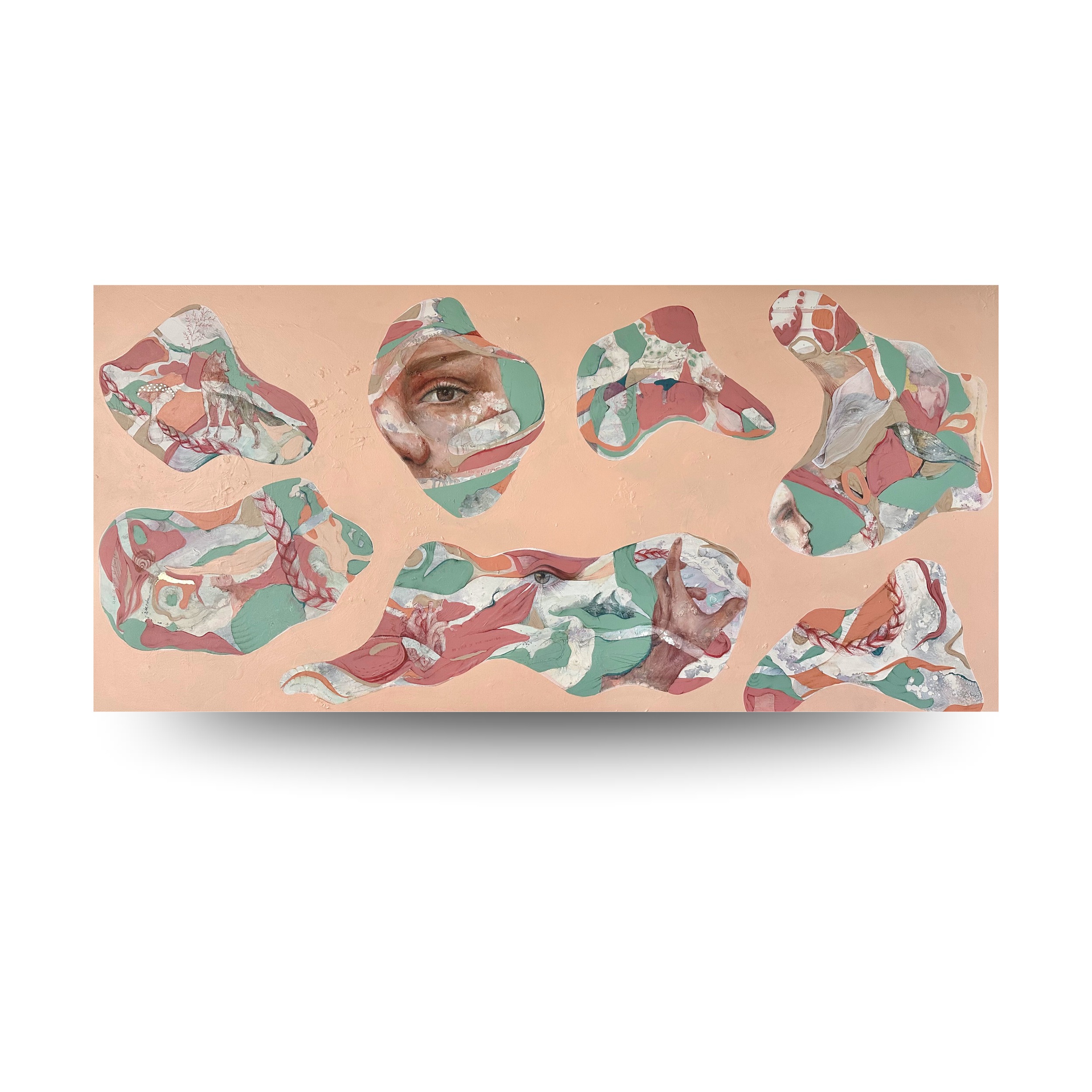 Lo trascendente- 100x200cm (39.4" x 78.7" inch)-  Bolígrafo, lápiz, pastel, acrílico y esmalte sintético sobre tela - 2024