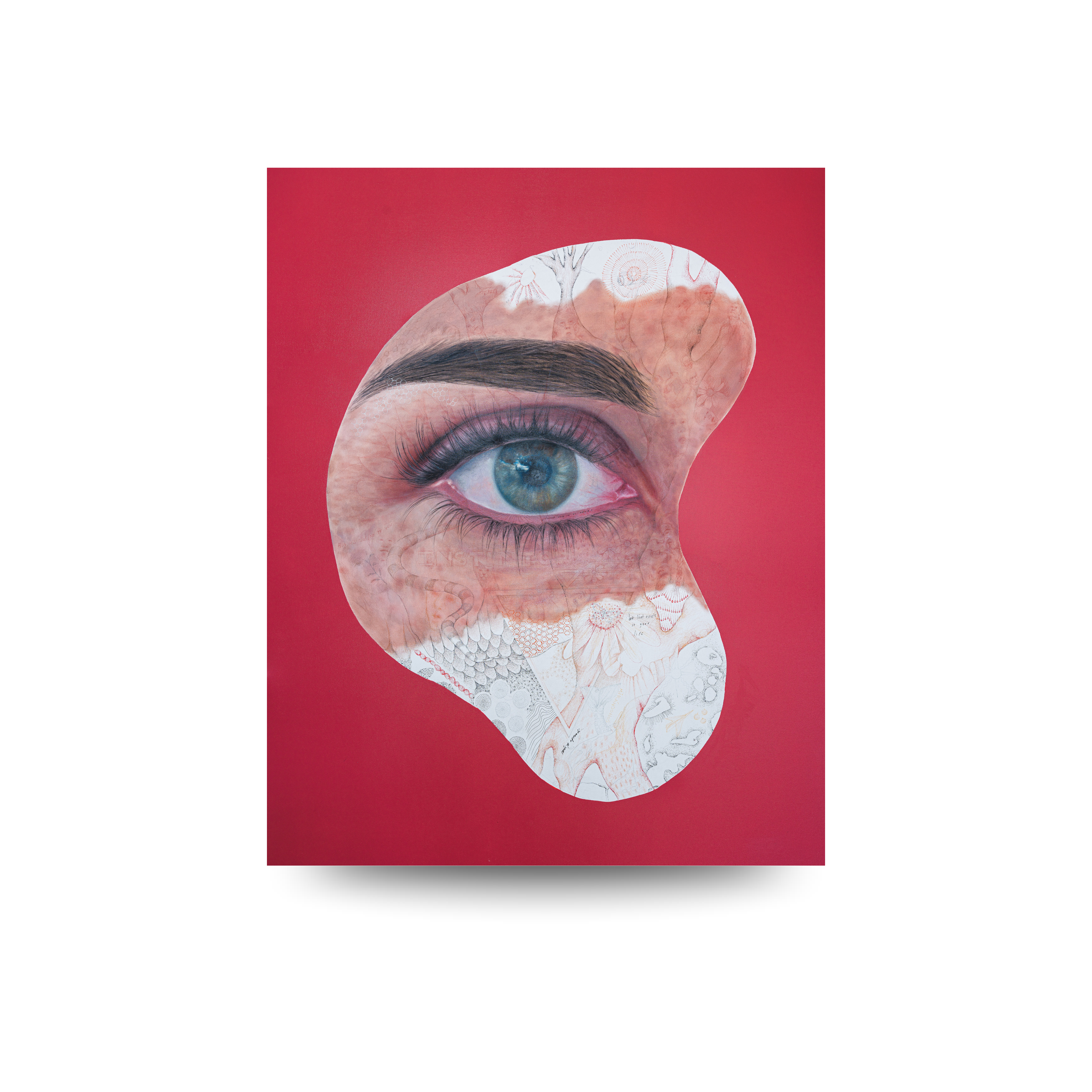 Ama lo que existe en tu vida
120x150 cm (47" x 59" inch)- Óleo, bolígrafo, lápiz  y acrílico sobre tela - 2024