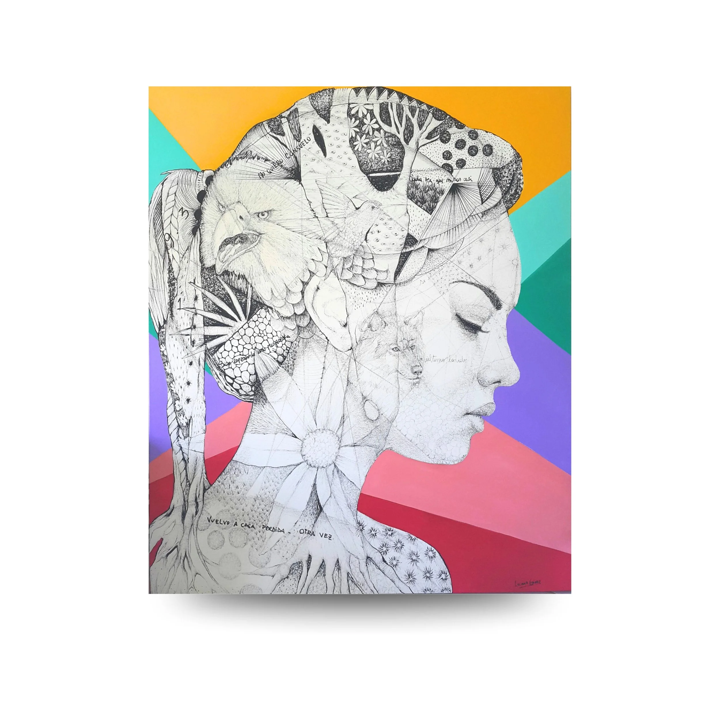 Callando la voz del alma- 100x120cm (39.4" x 47.2" inch) -  Bolígrafo y acrílico sobre tela - 2017