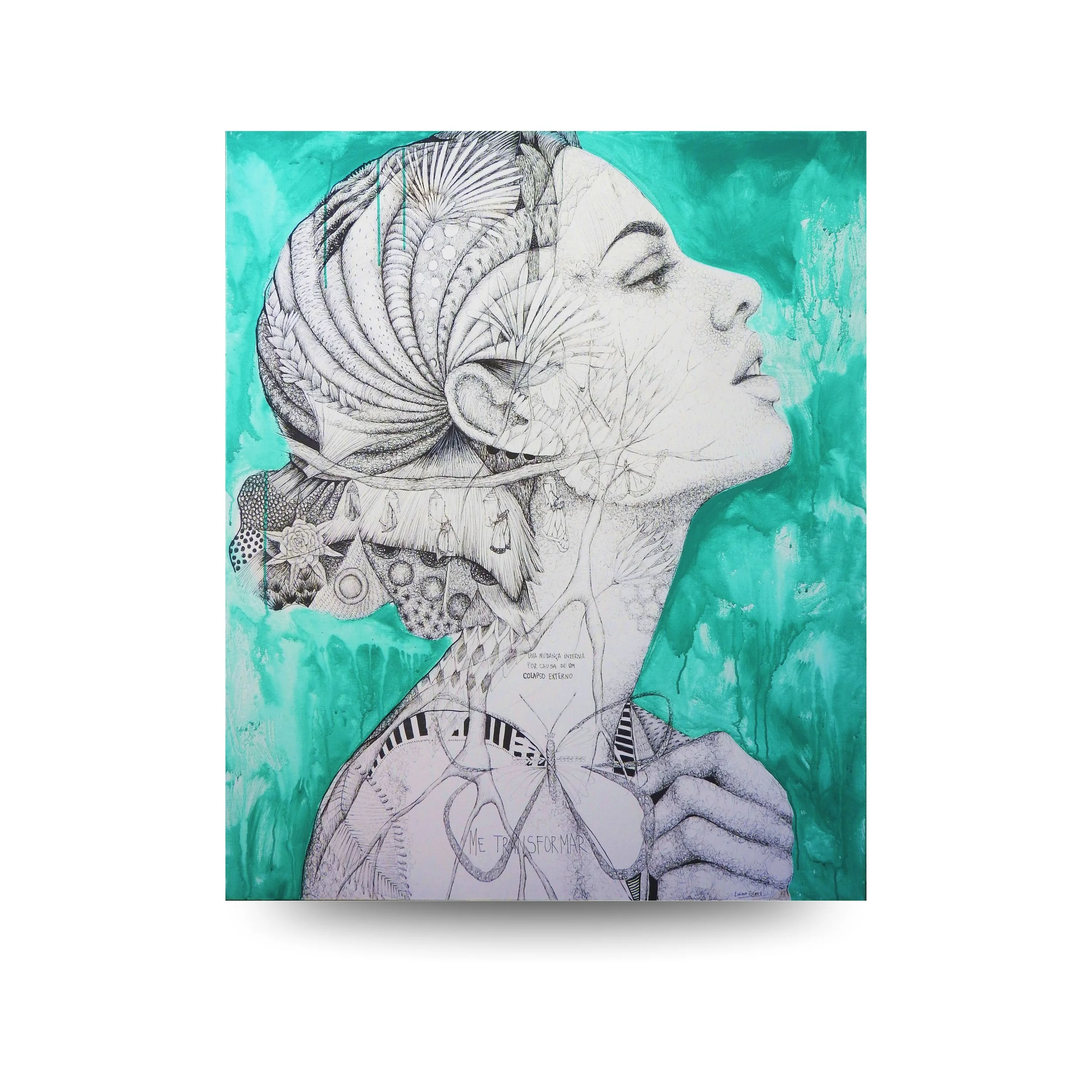 Rompió el aire, se volvió suspiro - 100x120cm (39.4" x 47.2" inch) -  Bolígrafo y acrílico sobre tela - 2017