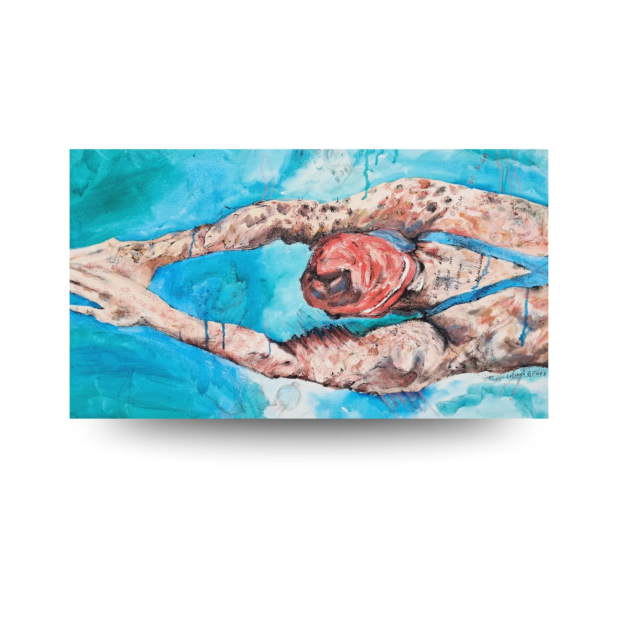 Fluir contracorriente - 60x80cm (23.6 x 31.5 inch)  - Acrilico, birome y lapiz sobre tela - 2021 